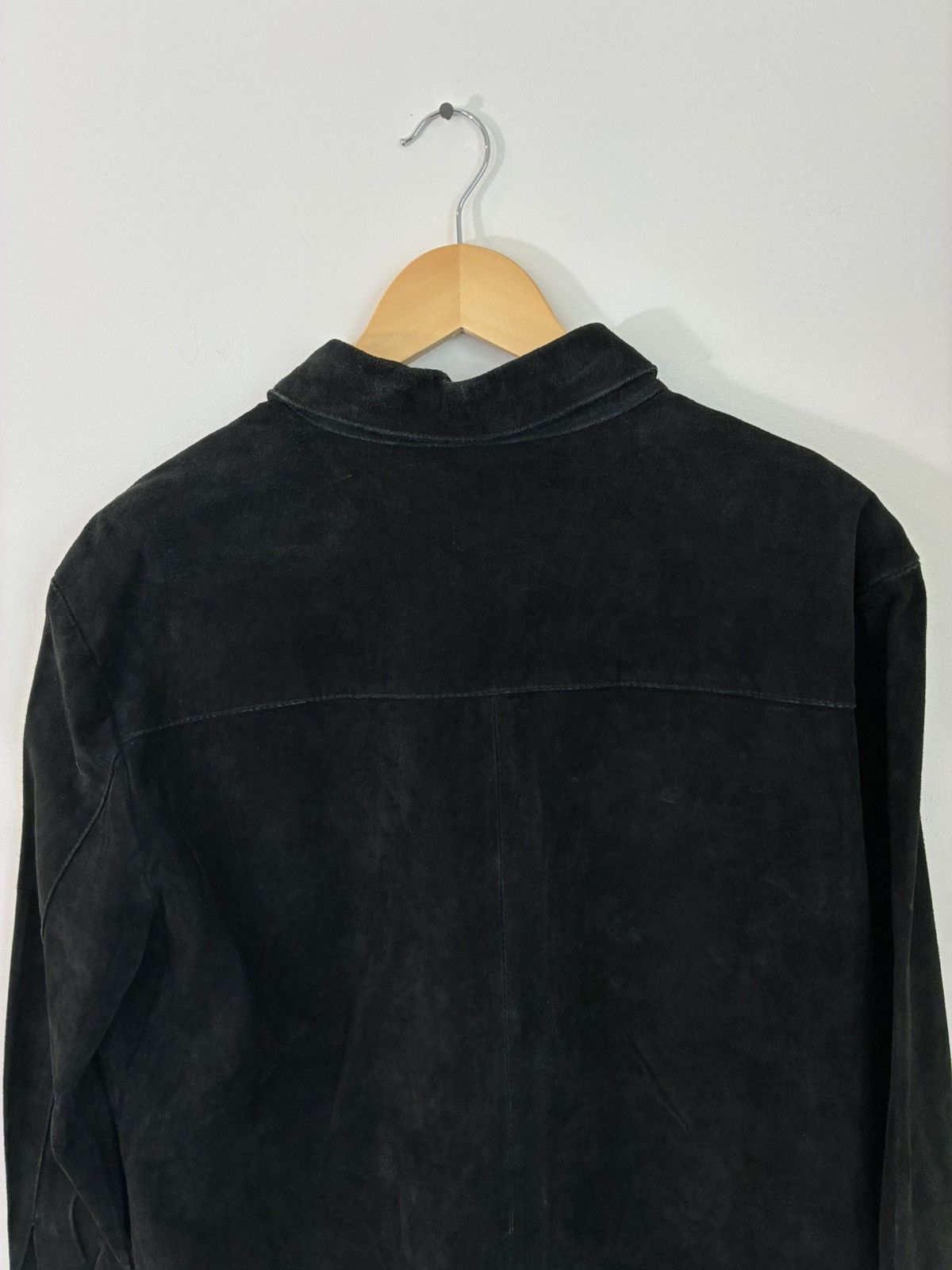 Vintage Vintage Black SUEDE Faded Leather Button Down Shirt Size US L / EU 52-54 / 3 - 6 Thumbnail