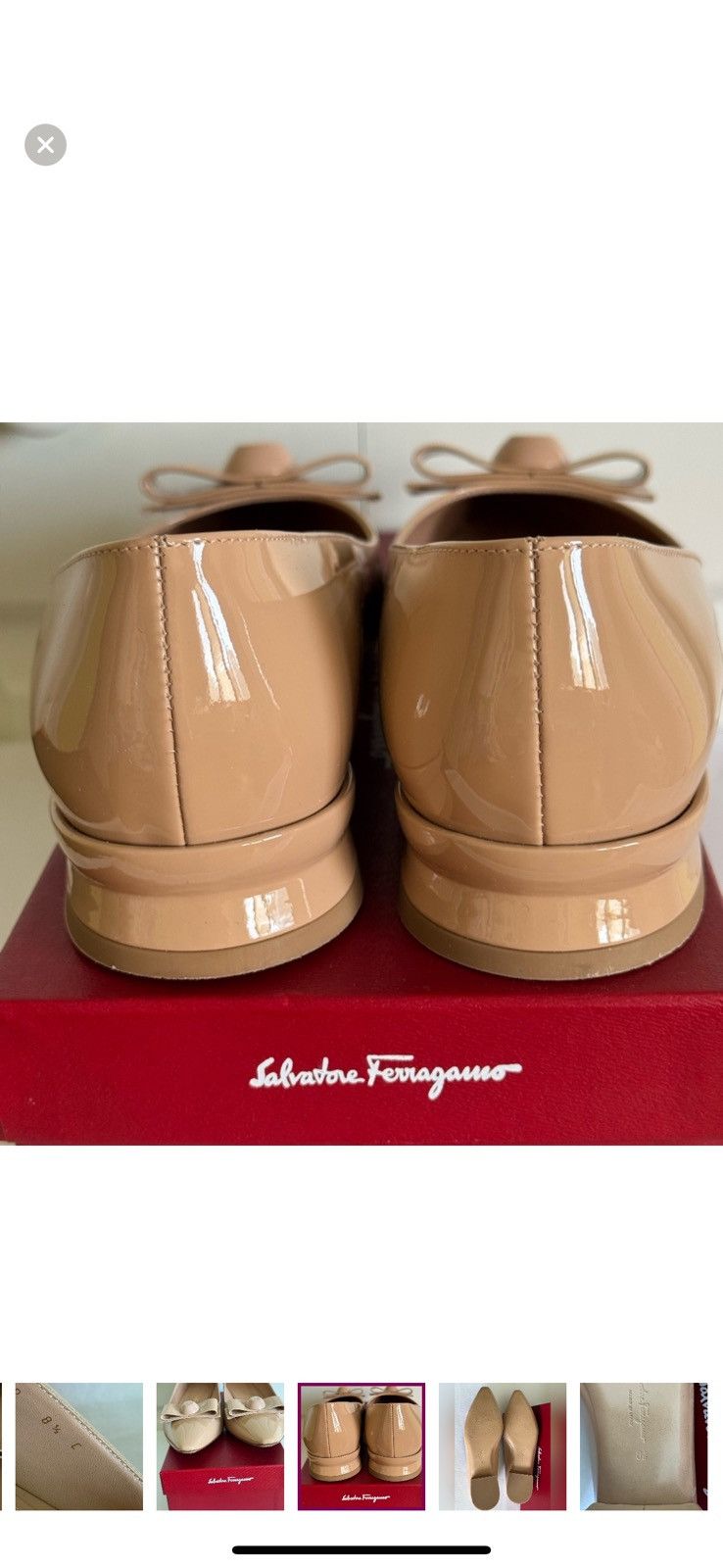 Salvatore Ferragamo SALVATORE FERRAGAMO Beige Patent Leather Pumps 8.5 Mint Size US 8.5 / IT 38.5 - 8 Thumbnail