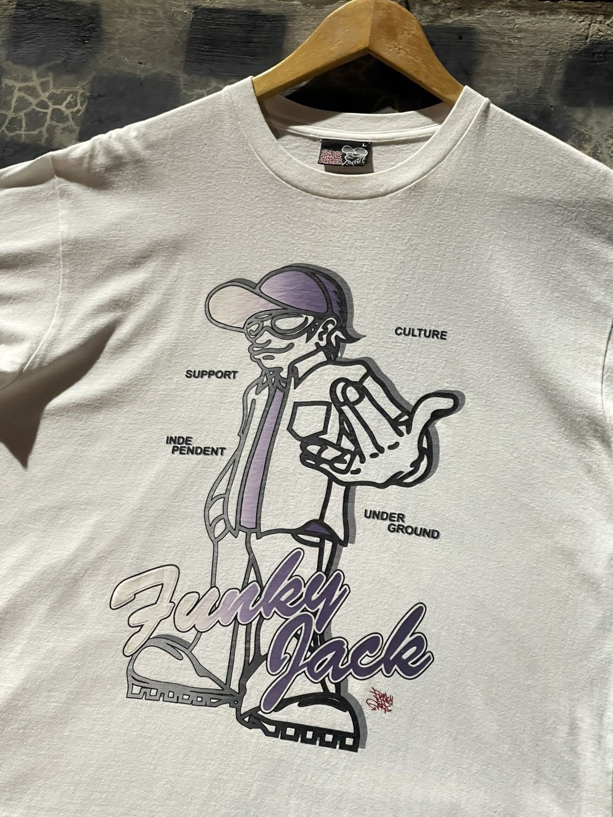 Japanese Brand Y2K Grass Hiter Hip Hop Funky Jack Tshirt Size US L / EU 52-54 / 3 - 2 Thumbnail