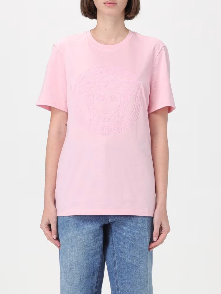 Versace o1y0226 Logo Crewneck T-Shirt in Pink Size S / US 4 / IT 40 - 1 Thumbnail