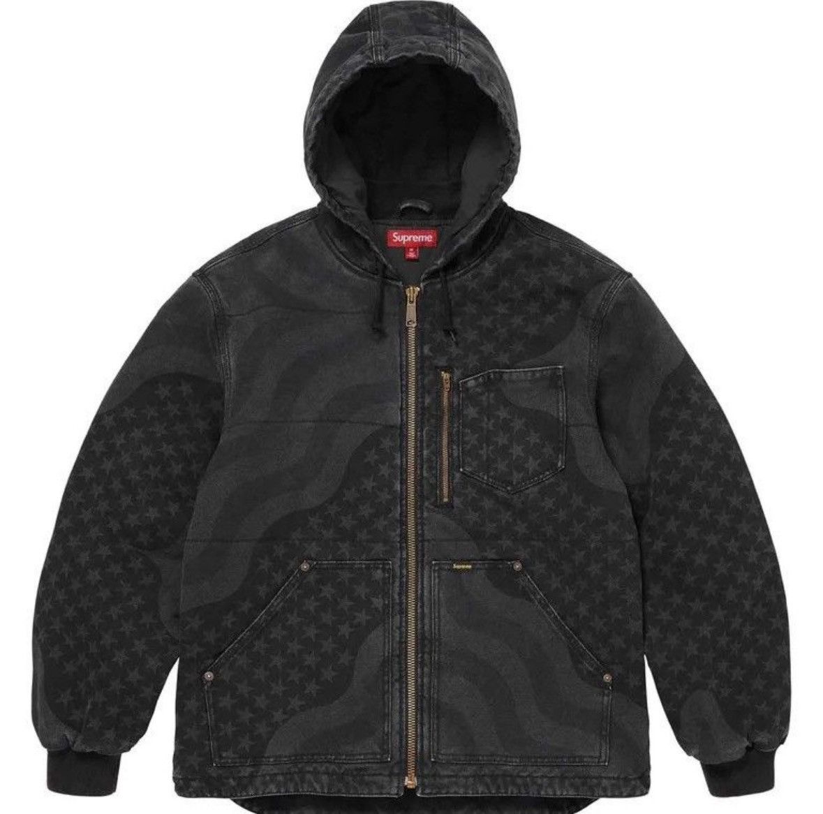 Supreme Supreme Flag Denim Black Quilted Hooded Jacket size Large L Size US L / EU 52-54 / 3 - 1 Preview