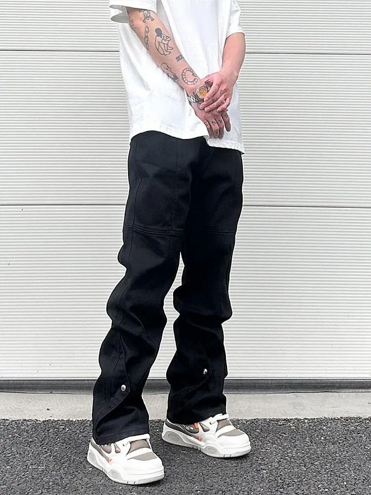 Japanese Brand × Jean Black Denim Stack Flared Jeans Size US 29 - 1 Thumbnail
