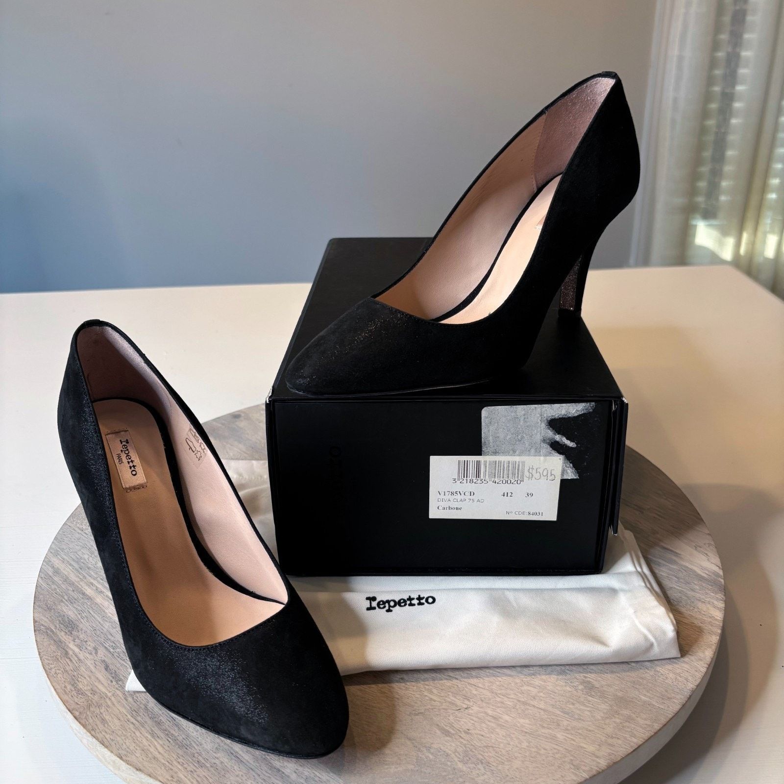 Repetto NEW Repetto Diva Clap Black Suede Heels EU 39 US Size 9 Size US 9 / IT 39 - 1 Thumbnail