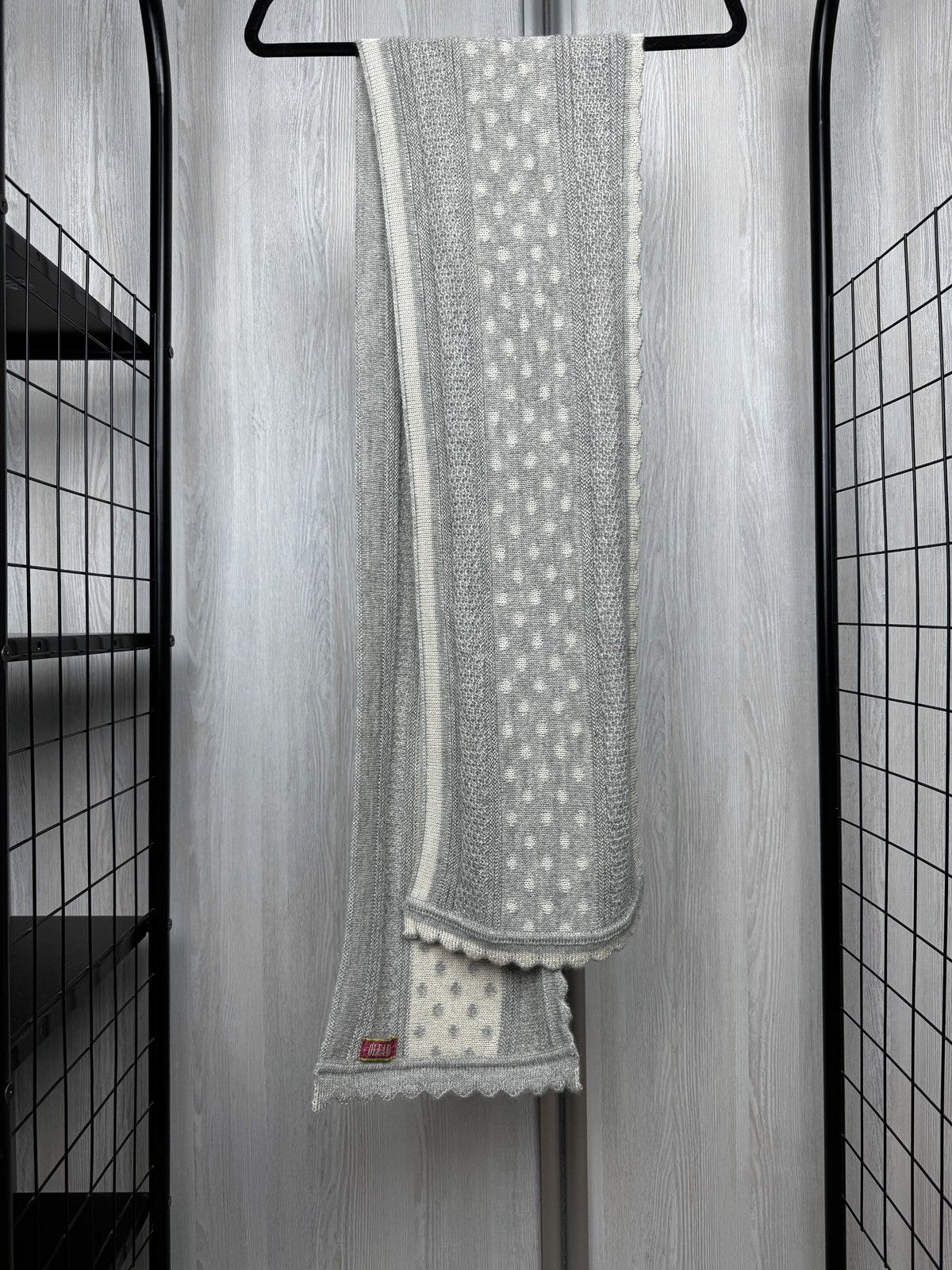 Other Oleana Wool Knit Scarf Grey White Size ONE SIZE - 4 Thumbnail