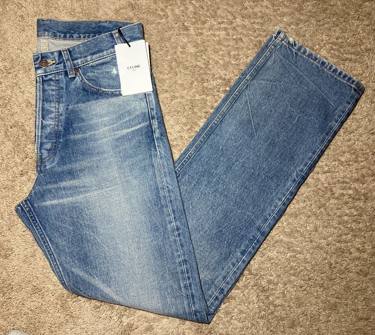 New SS24 Celine Kurt Jeans Morning Light Sky Straight Hedi