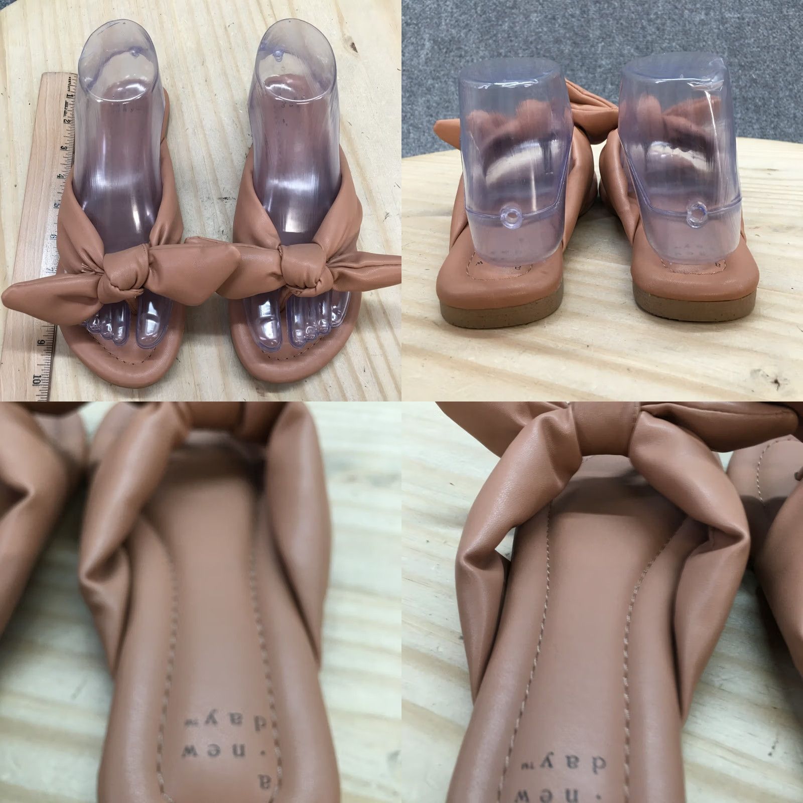 Vintage A New Day Sandals Womens 6.5 Flip Flop Comfort Brown Faux Leather Slip On Size US 7 / IT 37 - 8 Thumbnail