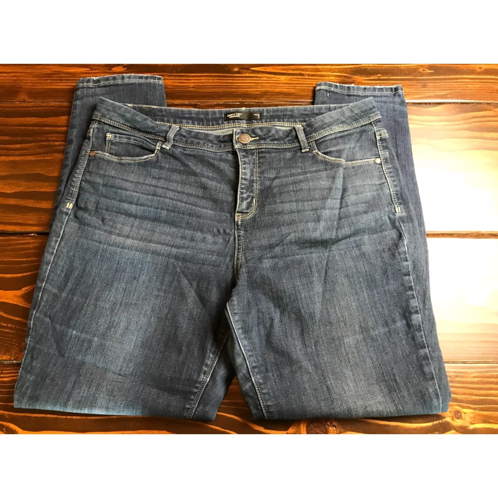 Vintage Simply Vera Vera Wang Jeans Women's Size 16 Black Denim Skinny Pockets Size 38" / US 16 / IT 52 - 2 Thumbnail