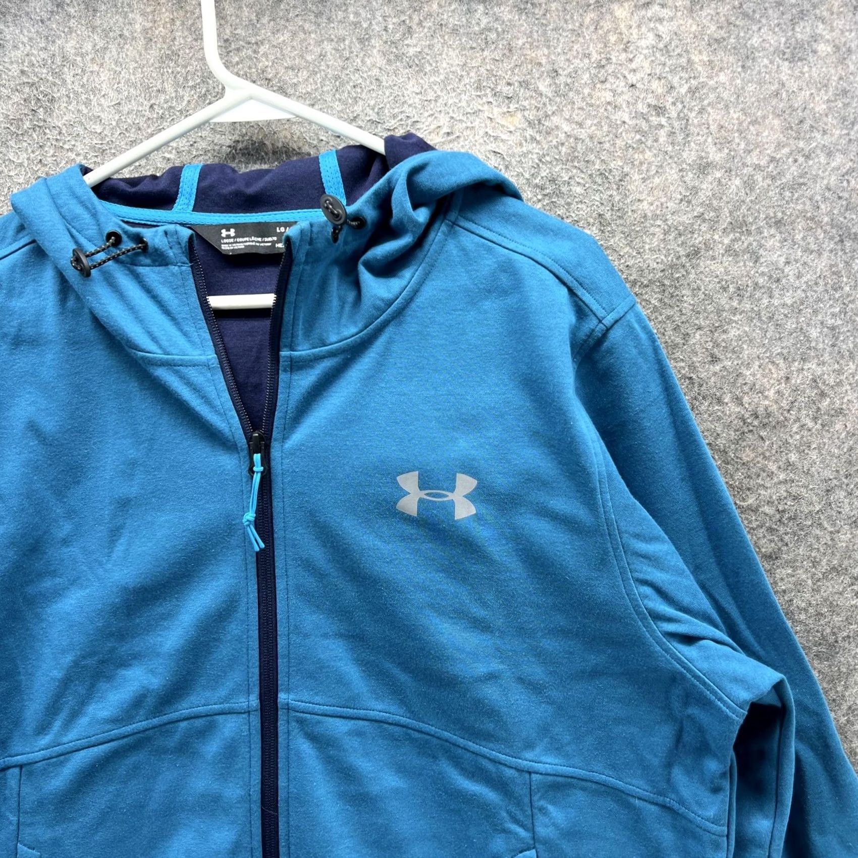 Under Armour VINTAGE Under Armour Hoodie Mens Large Blue HeatGear Full Zip Lightweight Logo Jacket Size US L / EU 52-54 / 3 - 7 Thumbnail