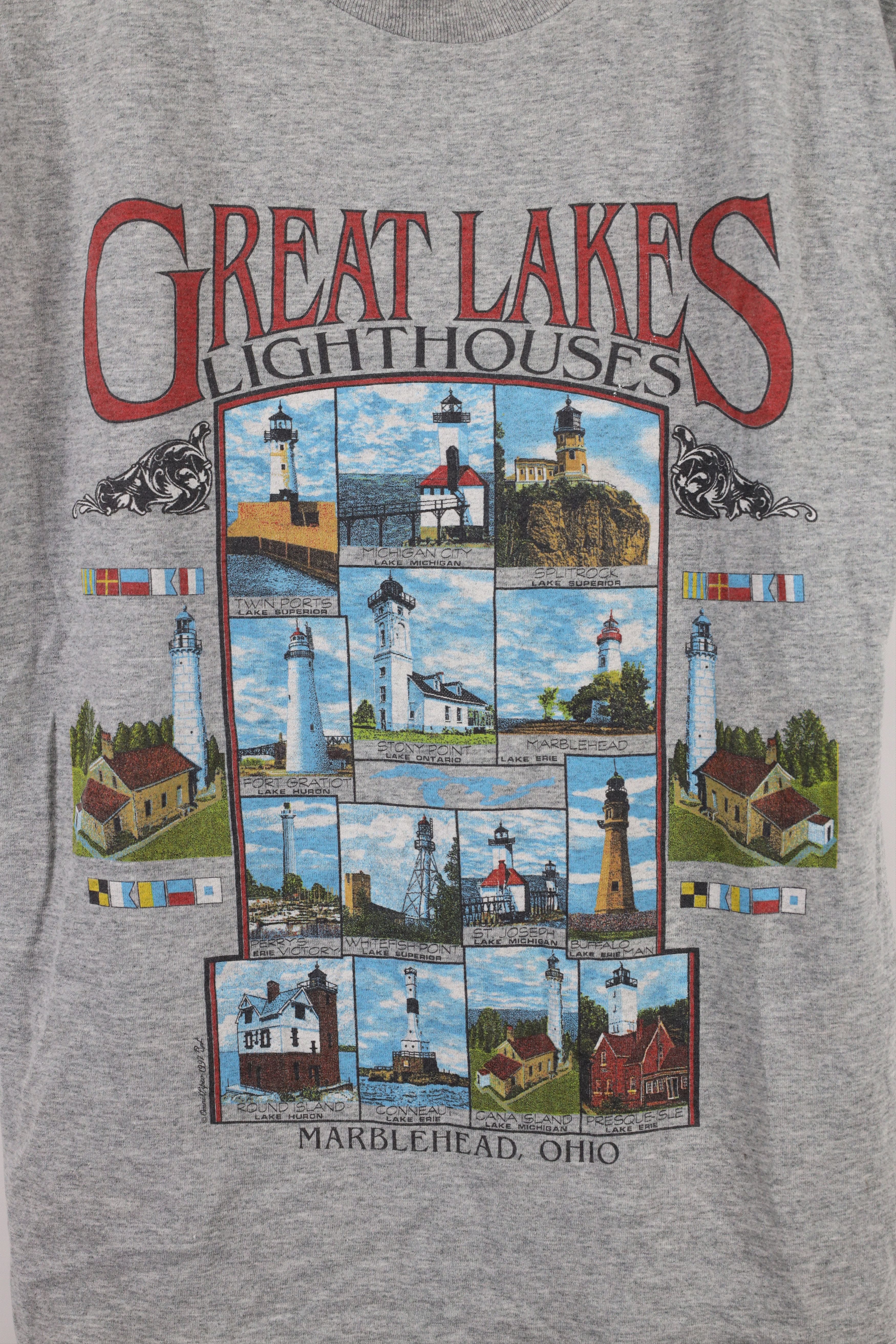 Vintage Vintage 90s Great Lakes Lighthouses Marblehead Ohio T-Shirt Size US M / EU 48-50 / 2 - 4 Thumbnail