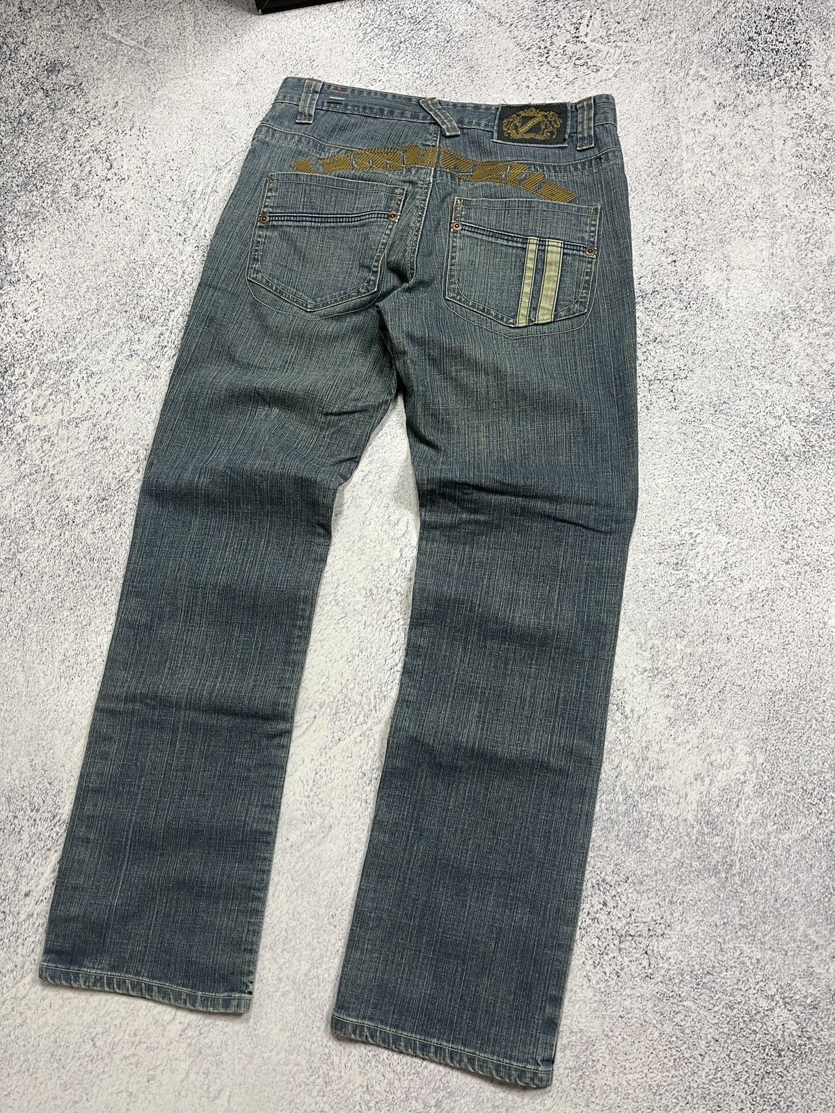Japanese Brand × Lambretta Lambretta Vintage Baggy Jeans Big logo Drill Streetwear Y2K Size US 32 / EU 48 - 13 Thumbnail