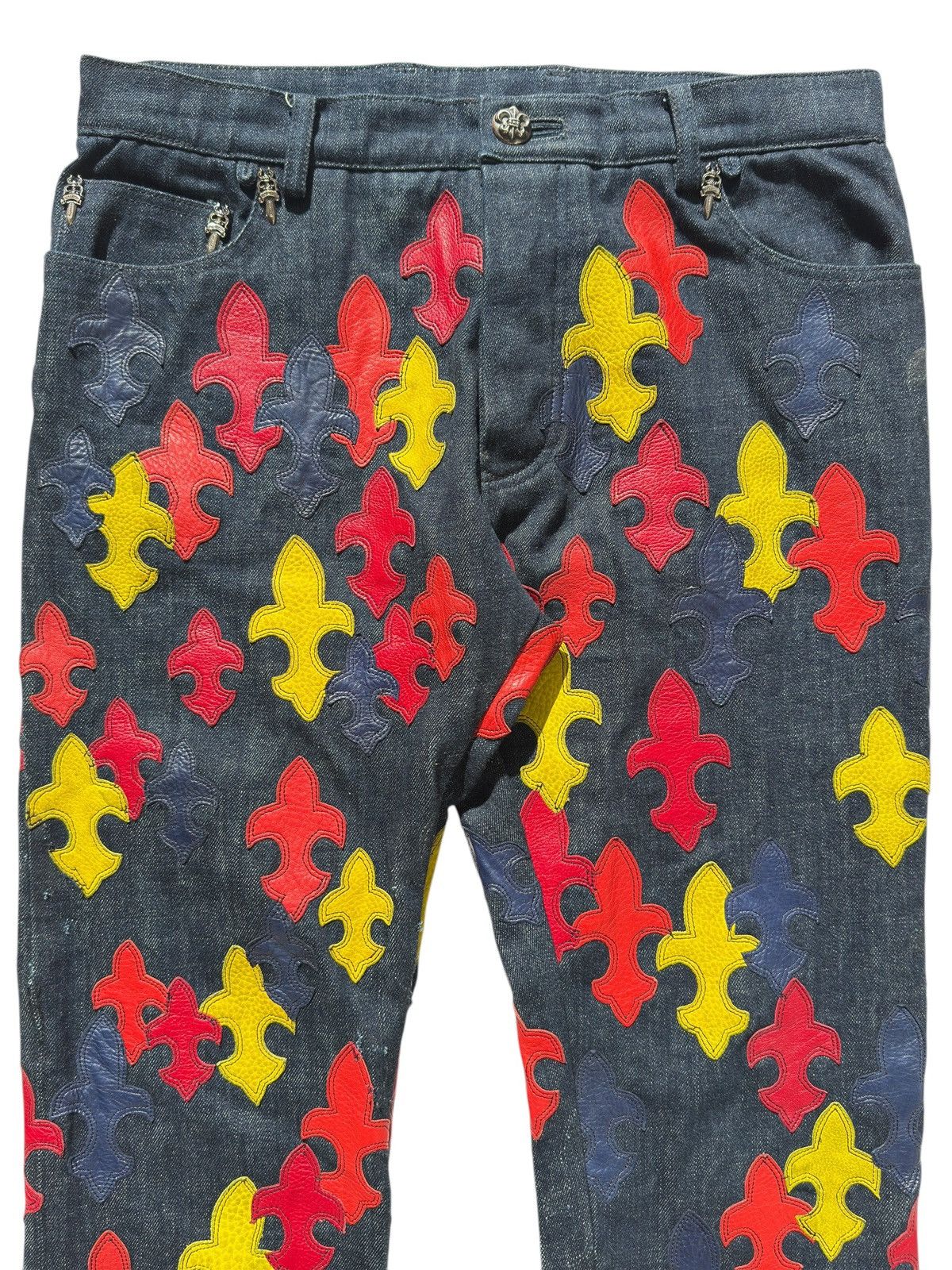 Chrome Hearts Chrome Hearts 1/1 200 Patch Flooded Fleur Patch RS Cut Denim Size US 33 - 5 Thumbnail