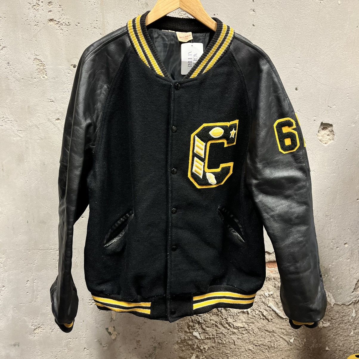 Vintage Vintage 80s Wool & Leather C High School Varsity Jacket 6-7 Size US XL / EU 56 / 4 - 1 Thumbnail
