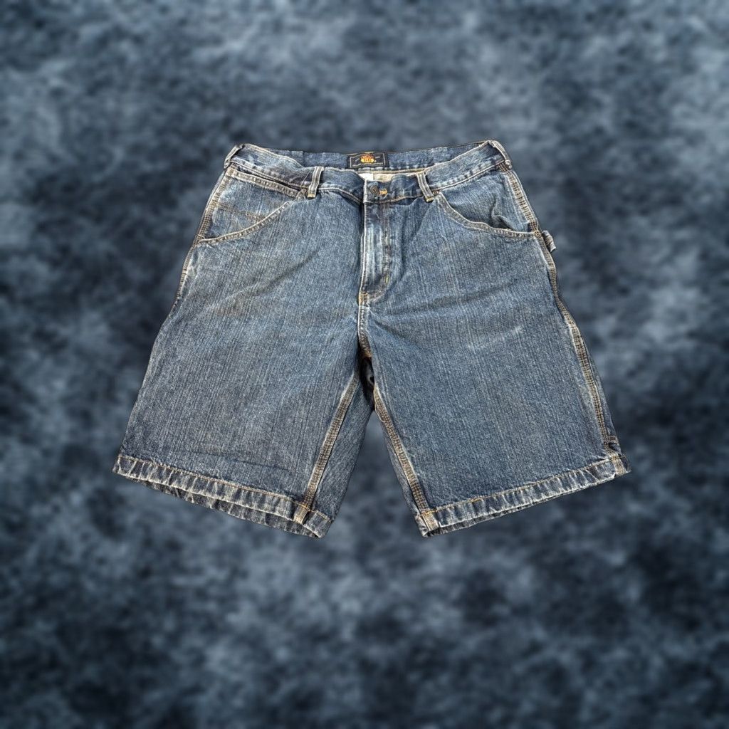 Gap VINTAGE Route 66 Carpenter Shorts Mens 36 Med Wash Baggy Belt Loop Wide Y2K Denim Blue 90s Grunge Belted Mens Size US 36 / EU 52 - 1 Thumbnail