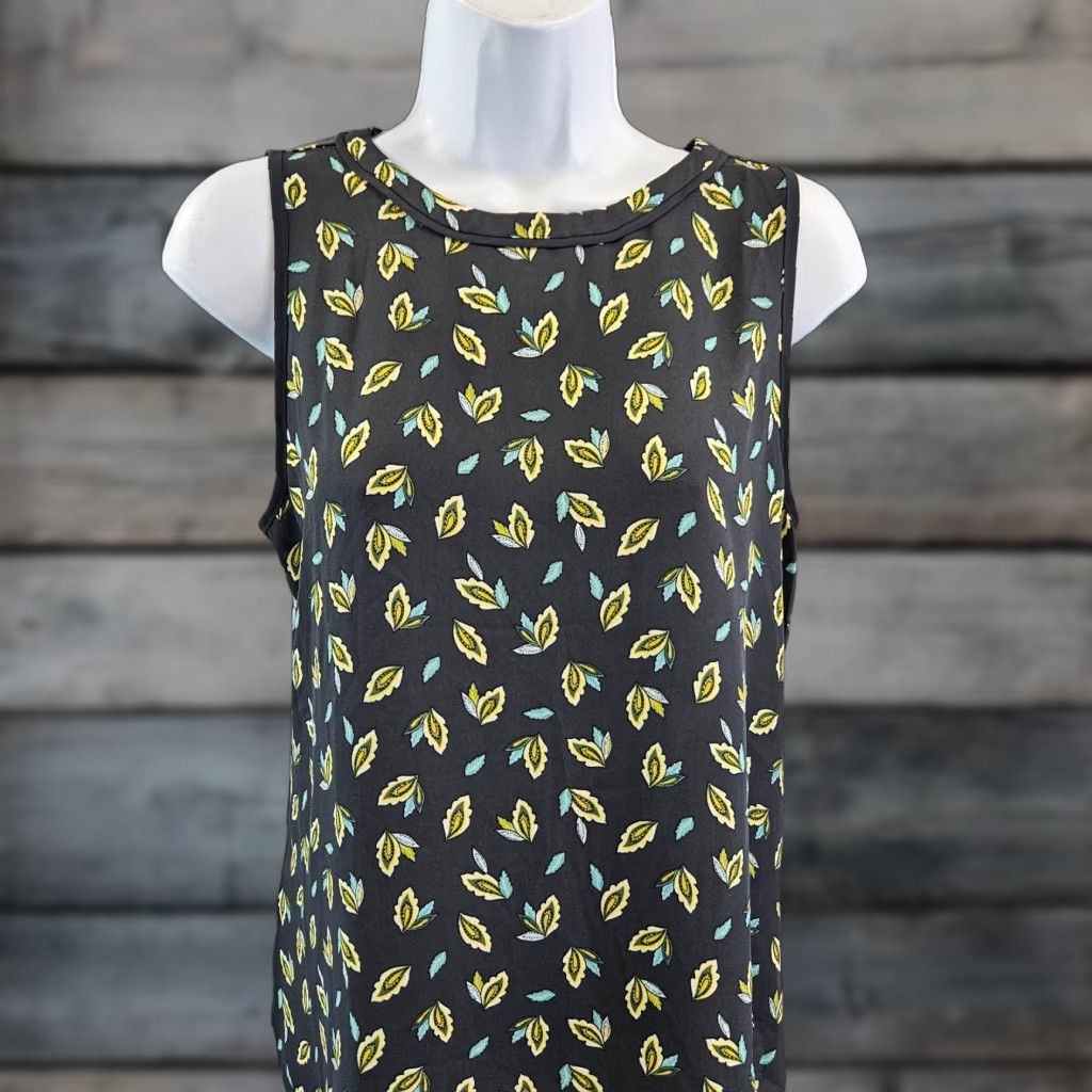 Loft LOFT Ann Taylor Womens Top Sz XS Sleeveless Gray Yellow Rayon Polyester Blouse Shirt Womens XS Sleeveless Multicolor 90s?? Size XS / US 0-2 / IT 36-38 - 1 Thumbnail