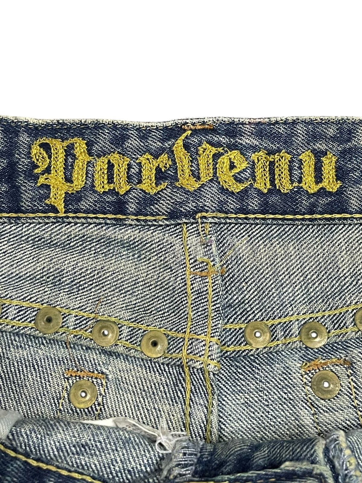 If Six Was Nine Vintage Japanese Crazy Rivet Mad Punk Distressed Flare Jeans Size 30" / US 8 / IT 44 - 20 Thumbnail