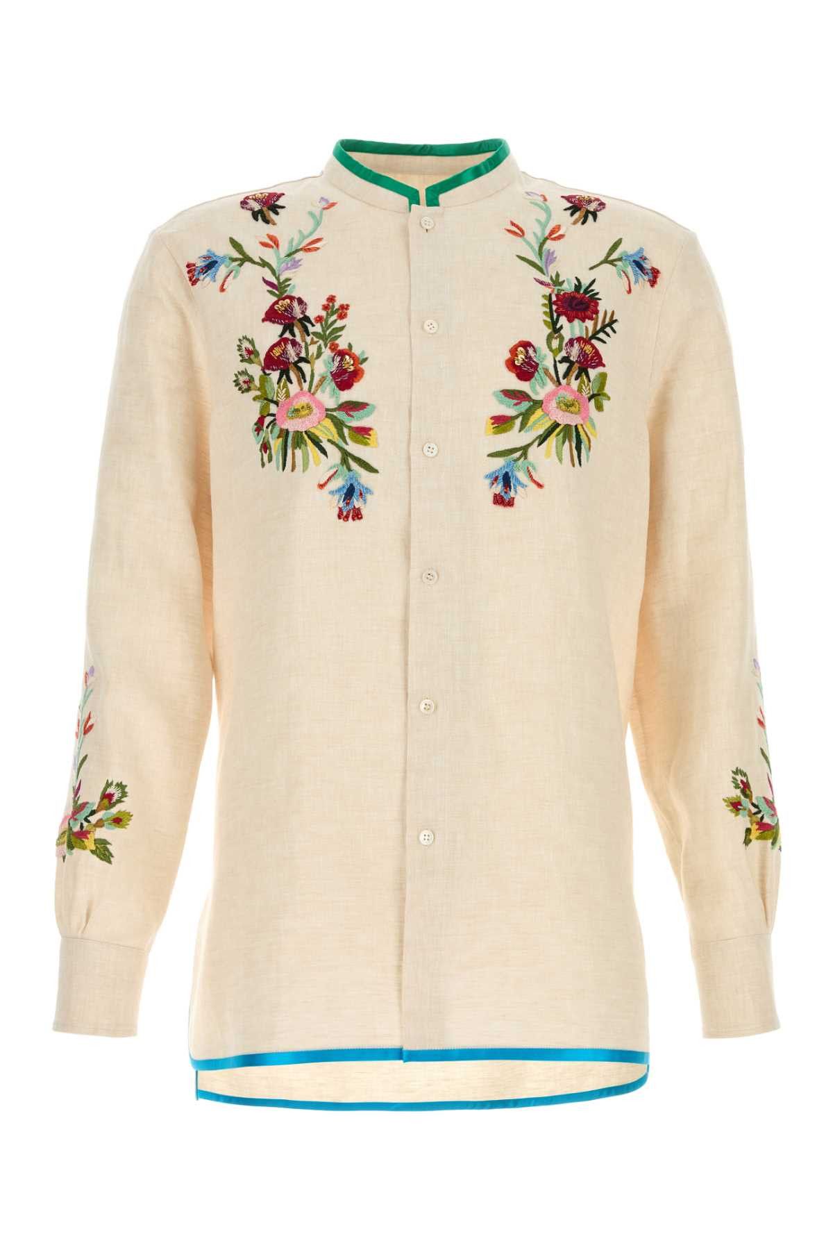 Valentino Ivory Linen Shirt Size US L / EU 52-54 / 3 - 1 Thumbnail