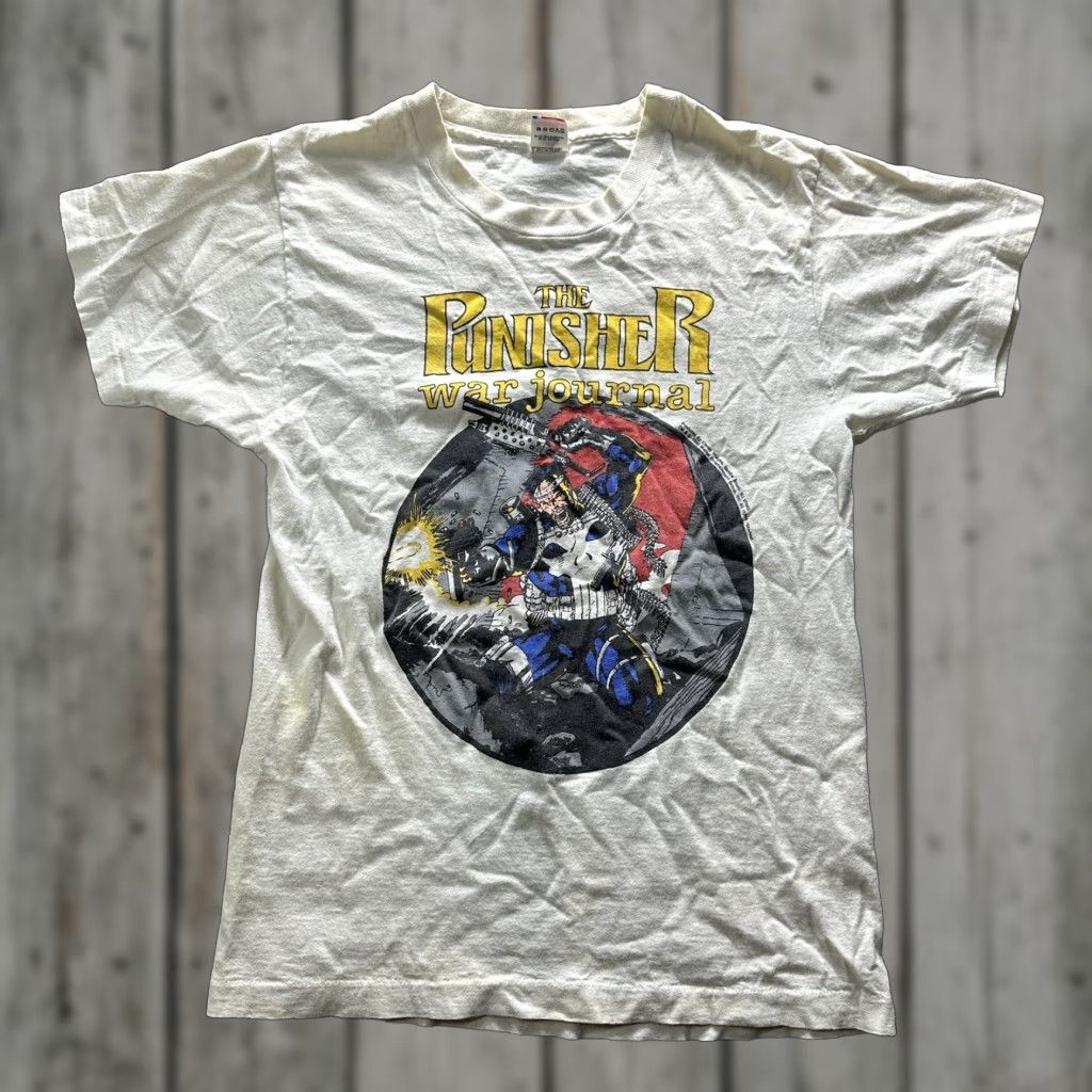 Lee VINTAGE The Punisher Shirt Mens Large White 1990 Comics Jersey Cotton T-Shirt Caped War Journal Punk? Size US L / EU 52-54 / 3 - 1 Thumbnail