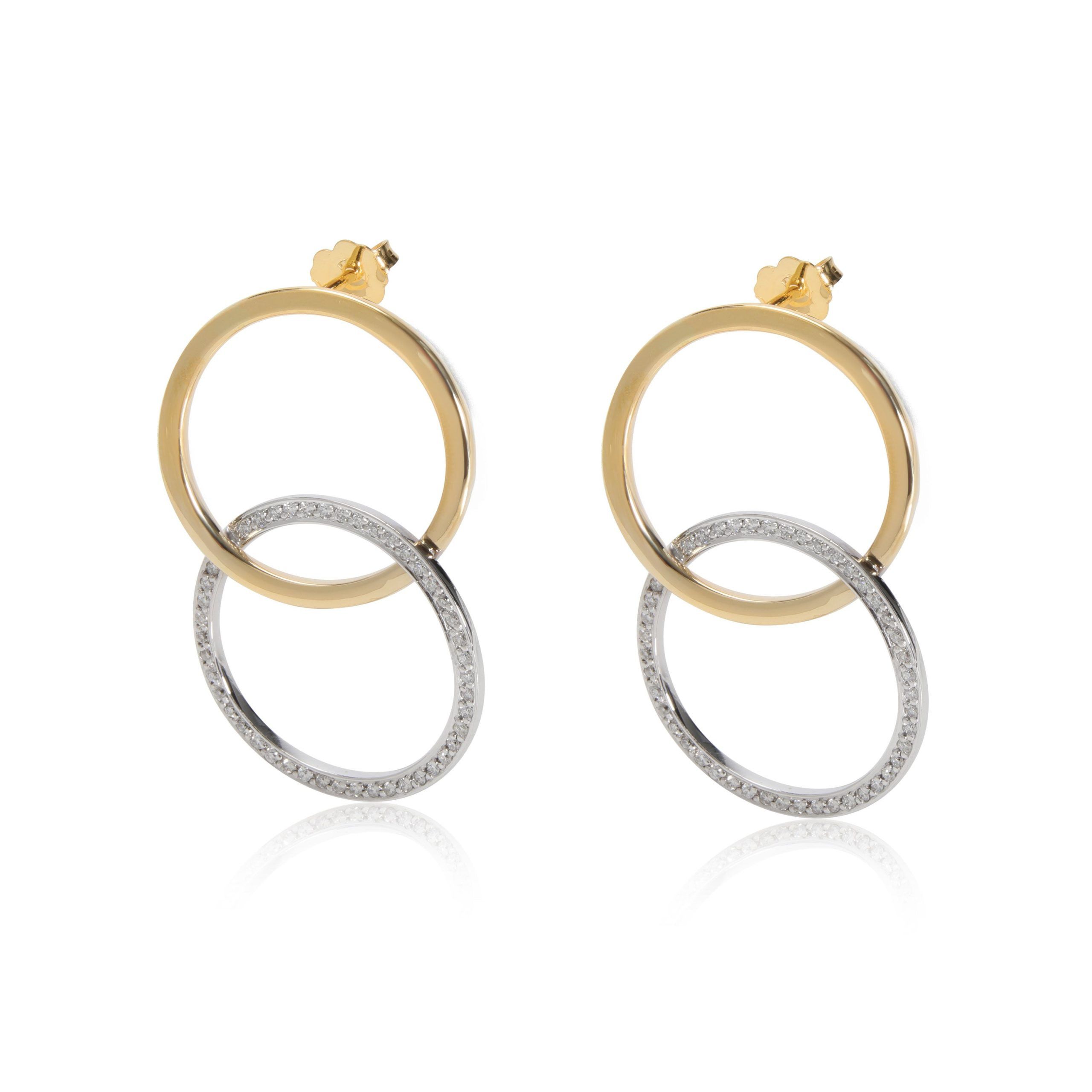 image of Diamond Interlocking Earrings In 18K 2 Tone Gold 0.90 Ctw, Women's