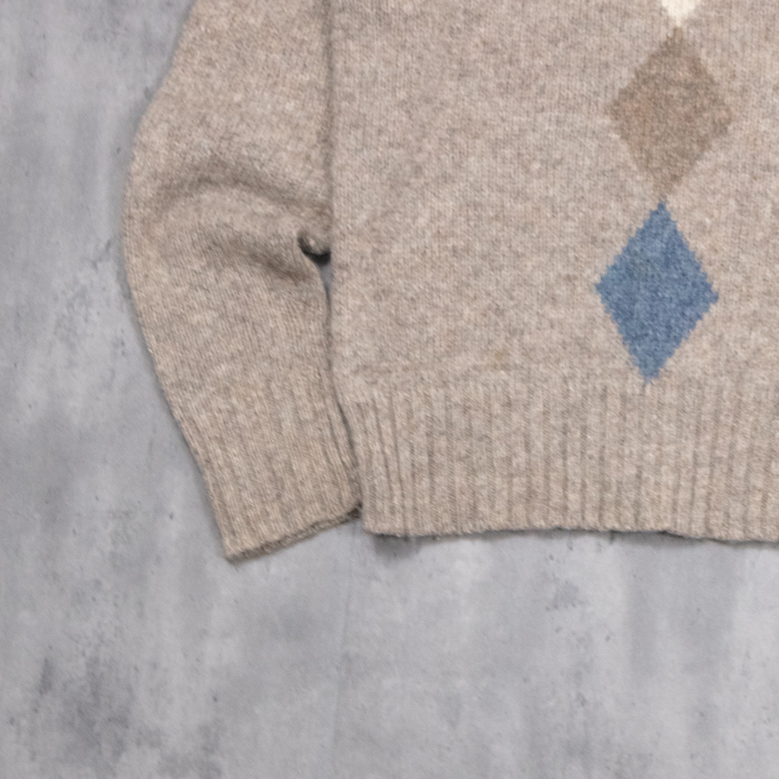 Vintage Vintage 1980's 80's Wool Grey Diamond Pattern Sweater Size US S / EU 44-46 / 1 - 4 Thumbnail