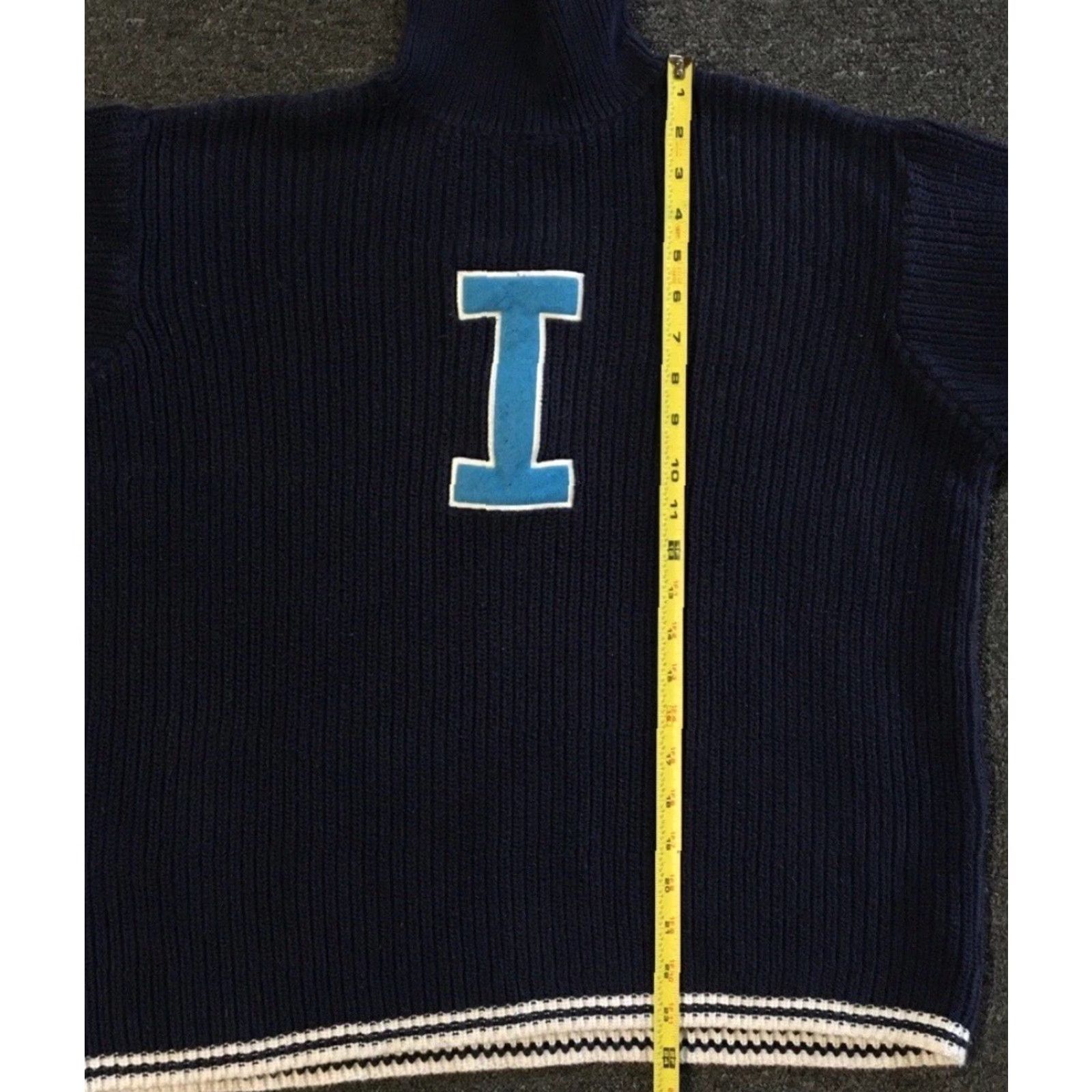 Izod VINTAGE IZOD Varsity Knit Sweater M Blue Stripe Heart 90s 80s University Track & Field Women Pullover Sweater Size M Mens Womens Girls Boys Size M / US 6-8 / IT 42-44 - 6 Thumbnail