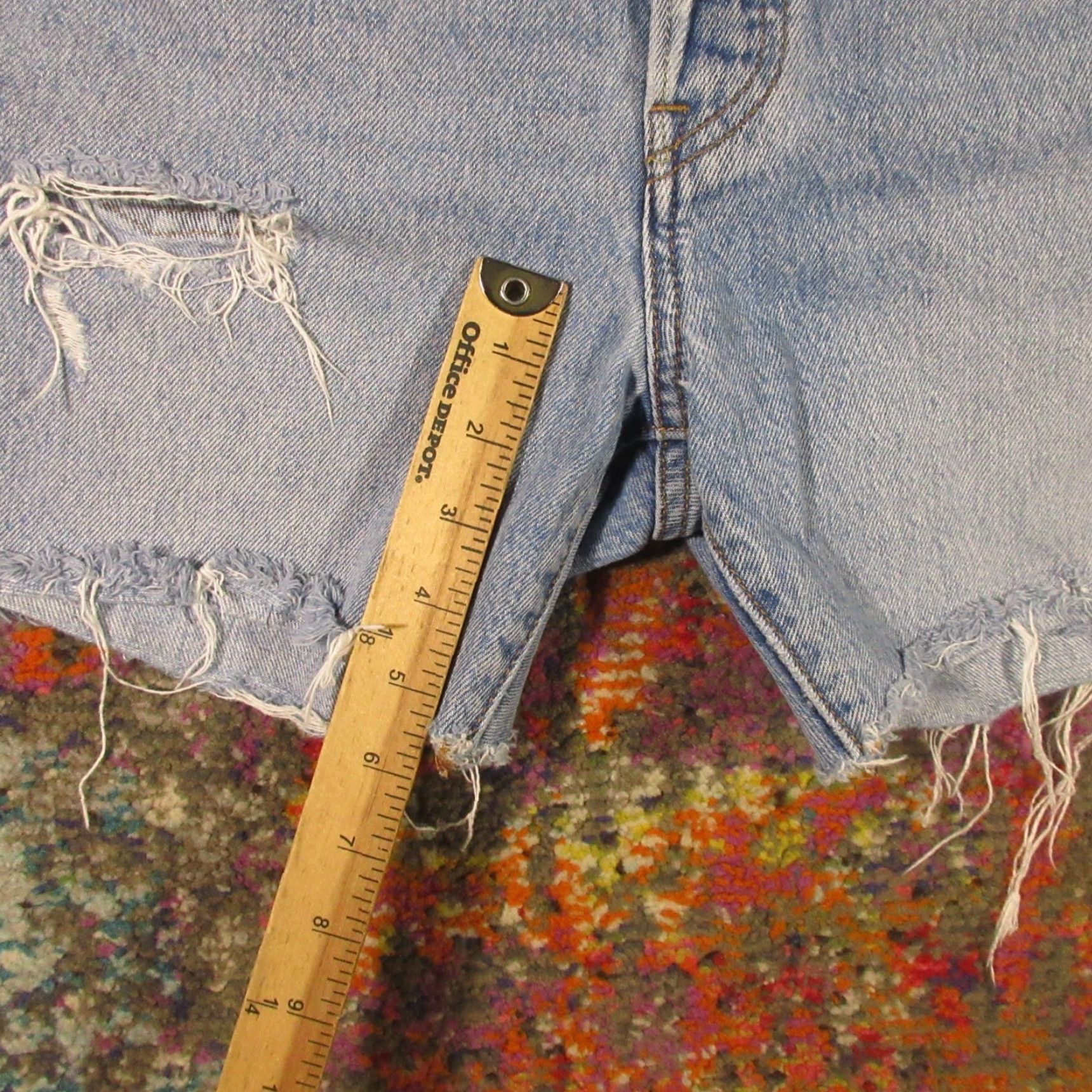 Levi's Levi's 501 Shorts Womens Size 29 Blue Denim Cut-Off Distressed Fringe Casual Size 29" - 7 Thumbnail