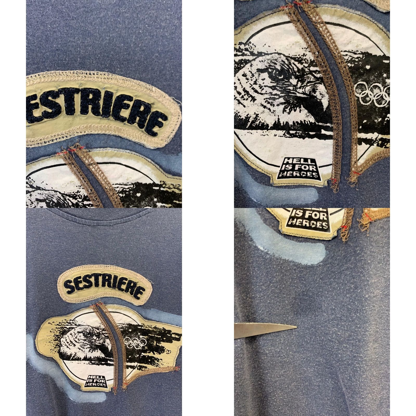 Vintage Vtg Hell Is For Heroes Sestriere Long Sleeve Shirt Italy Riccardo Fiume XL Blue Mens T-Shirt 90s Event Size US XL / EU 56 / 4 - 9 Thumbnail
