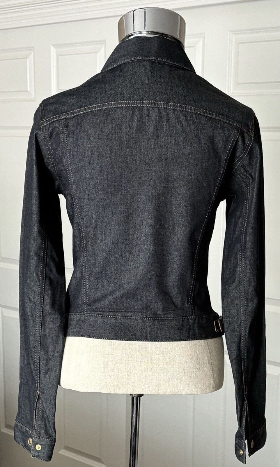 Gucci GUCCI Tom Ford FW 2000 Dark Blue Denim Leather Buckle Jacket Size S / US 4 / IT 40 - 6 Thumbnail