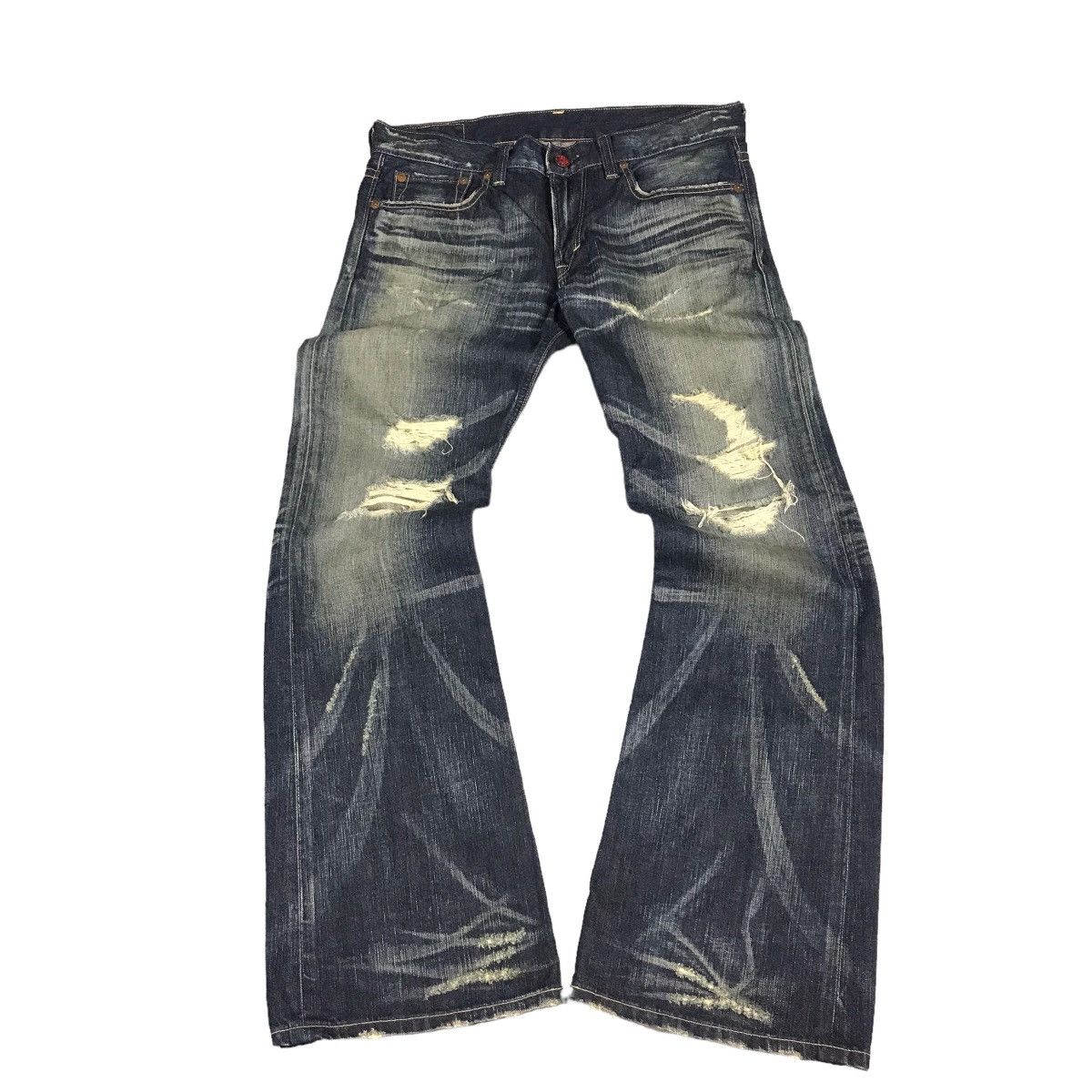 14th Addiction × If Six Was Nine × Le Grande Bleu (L.G.B.) FLARED JAPAN STYLE DISTRESSED BOOT CUT EDWIN DENIM PANTS Size US 34 / EU 50 - 1 Thumbnail