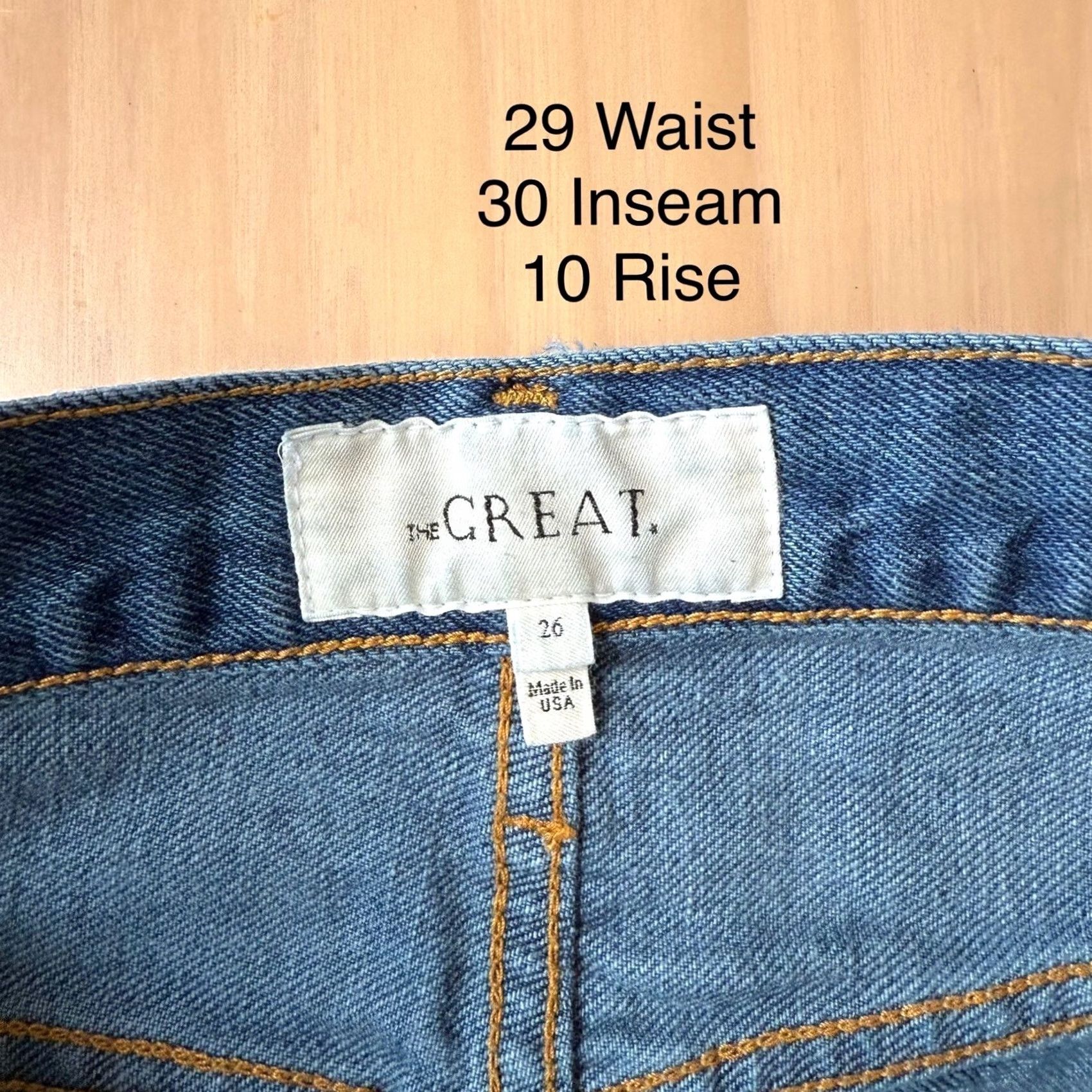 THE GREAT The Great Jeans Women's 29 Blue The Wayne Straight Glam Boho Party New York Jeans Regular 29 Blue Satin? Size 29" - 5 Thumbnail