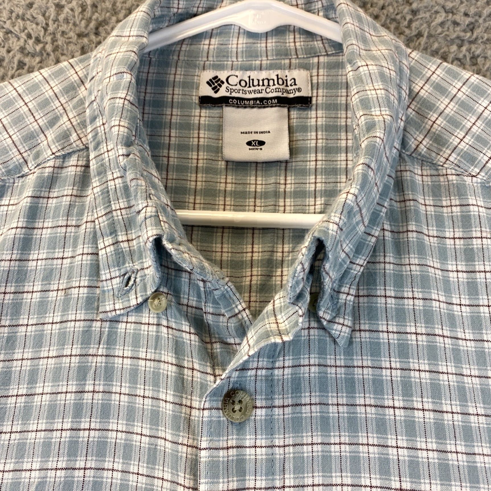 Vintage Columbia Men's Short Sleeve Plaid Cotton Shirt XL Casual Travel Workwear Blue Gray Size US XL / EU 56 / 4 - 4 Thumbnail