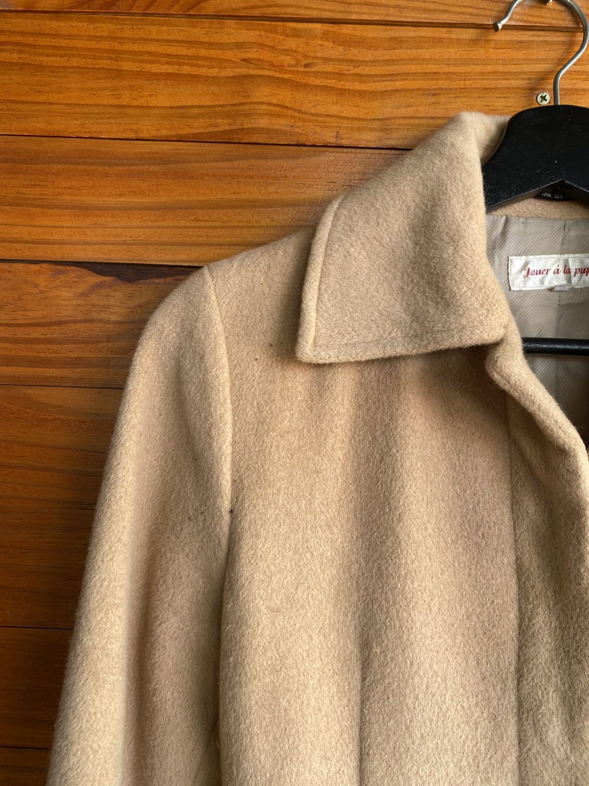 Japanese Brand Jouer à la Pupe Beige Wool Coat – Classic Belted Short Coat Size S / US 4 / IT 40 - 6 Thumbnail