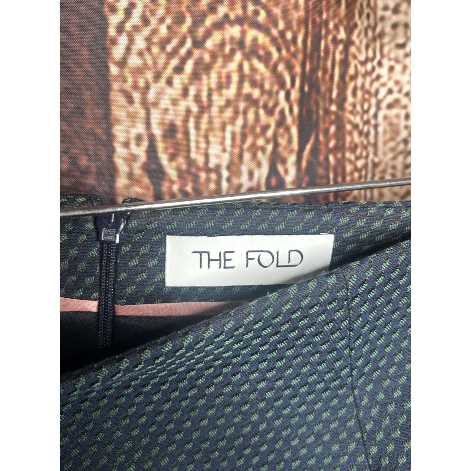 Vintage VINTAGE The Fold London Navy Green Knee Length Pencil Skirt Size 4 Womens Career Casual Size 27" / US 4 / IT 40 - 3 Thumbnail