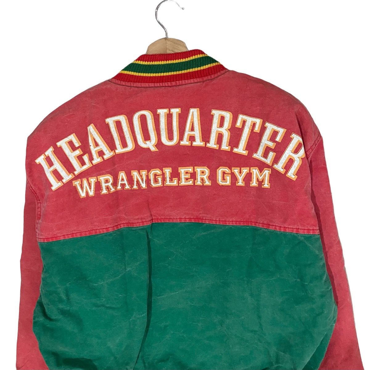 Vintage × Wrangler 🔥VINTAGE WRANGLER MULTICOLOUR RASTA VARSITY JACKET Size US L / EU 52-54 / 3 - 7 Thumbnail