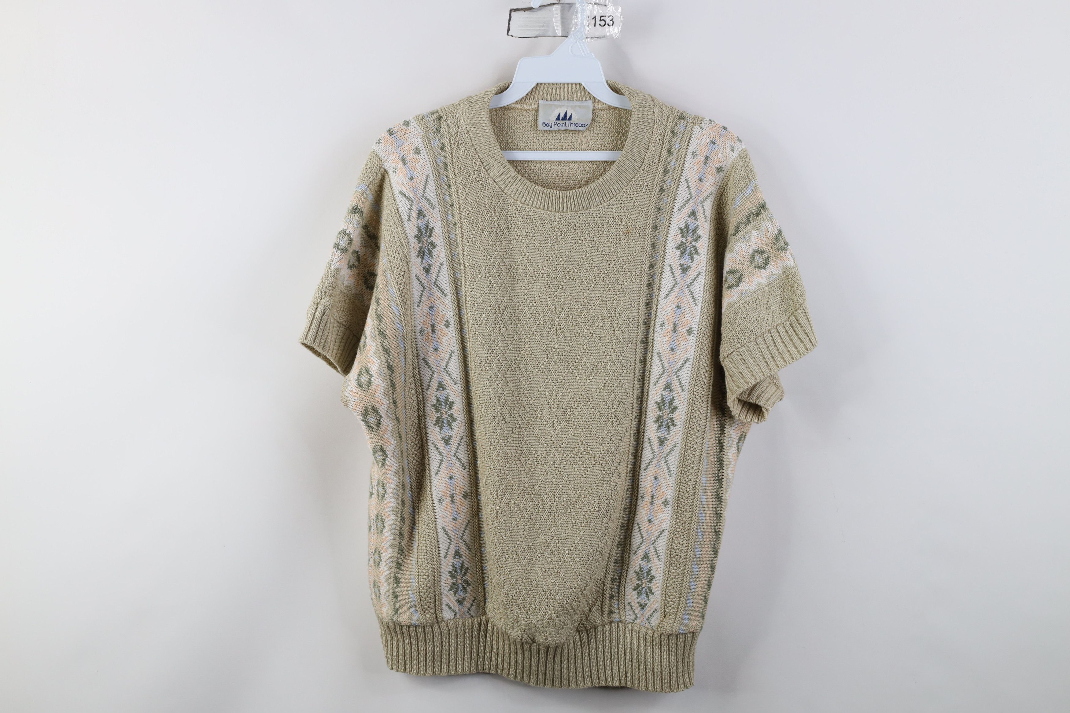 Vintage Vintage 90s Streetwear Fair Isle Knit Short Sleeve Sweater Size L / US 10 / IT 46 - 1 Thumbnail