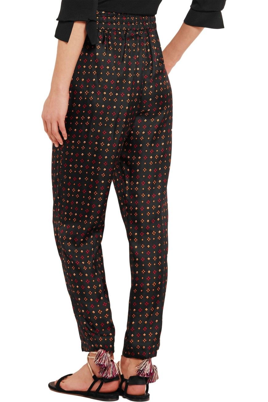 Isabel Marant Isabel Marant Toya Printed Silk-satin Tapered Pants Size 28" / US 6 / IT 42 - 4 Thumbnail
