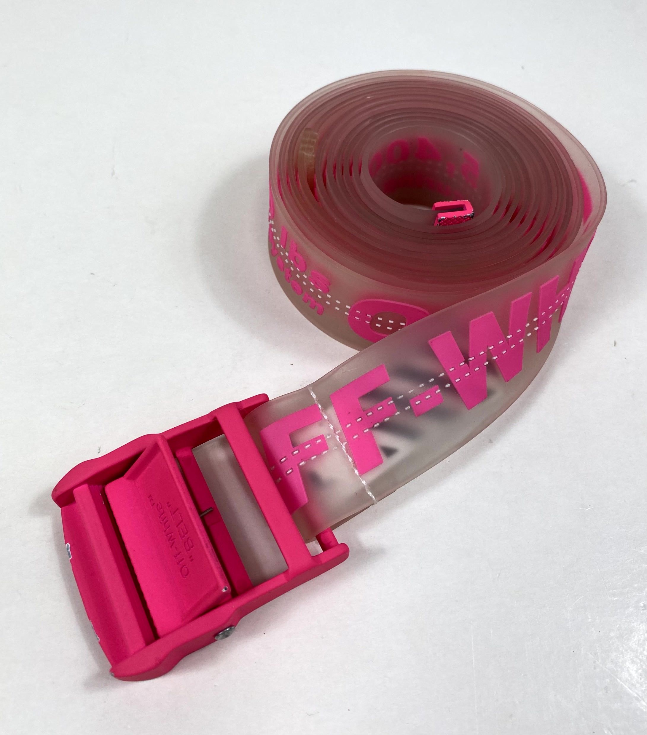 OFF-WHITE PINK Rubber Industrial Belt Pink Off White Belt | Transparent Tie Down Rubber Strap  main image 3