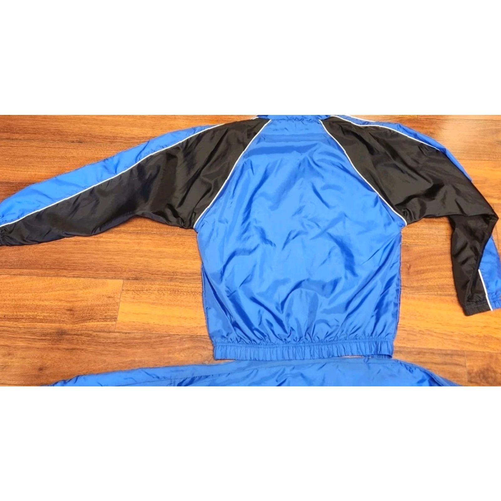 Reebok VINTAGE Reebok Track Suit Mens M Medium Blue Black Logo Nylon Lined Jacket Pants Set Size 40R - 7 Thumbnail