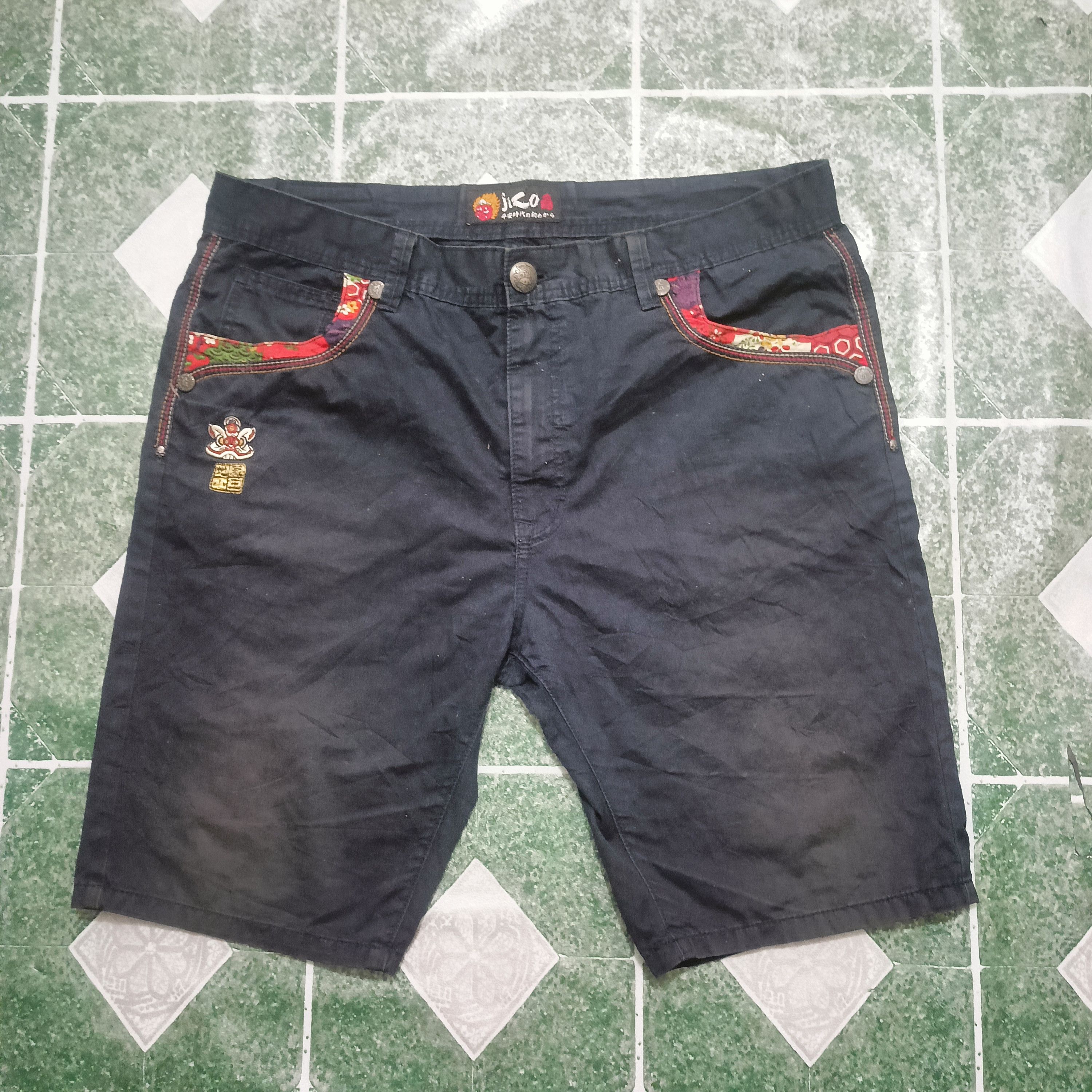 image of Embroidery Logo Jizo Bosatsu Short Pants in Navy Blue, Men's (Size 40)