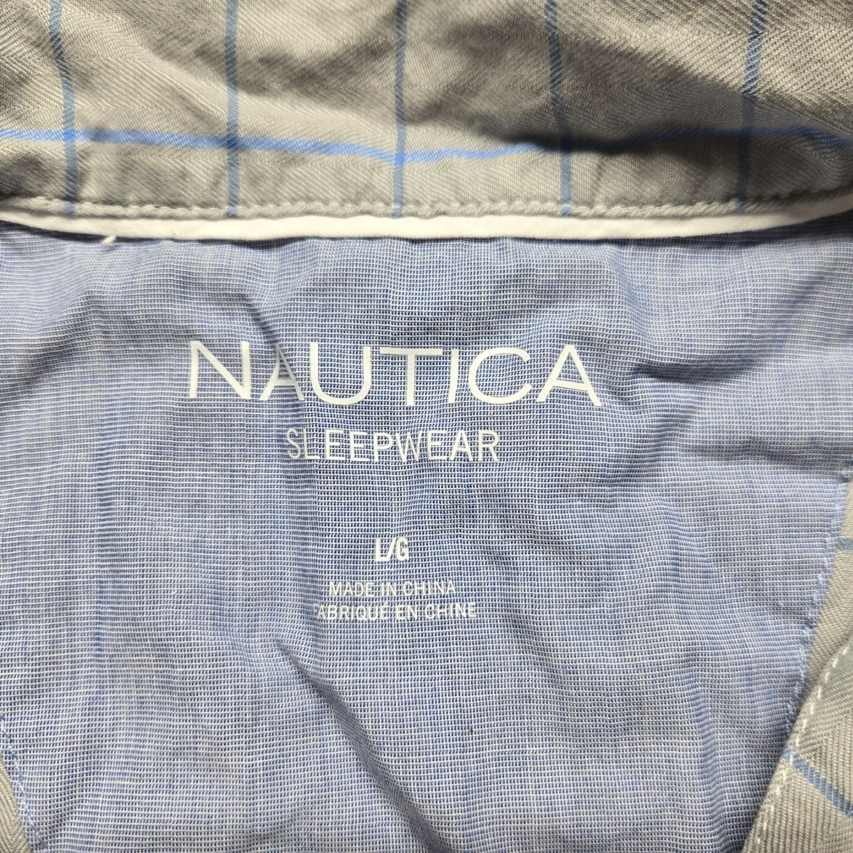 Nautica Nautica Shirt Blue Plaid Sleepwear Casual Pocket Short Sleeve Adult Mens L Large Size US L / EU 52-54 / 3 - 4 Thumbnail