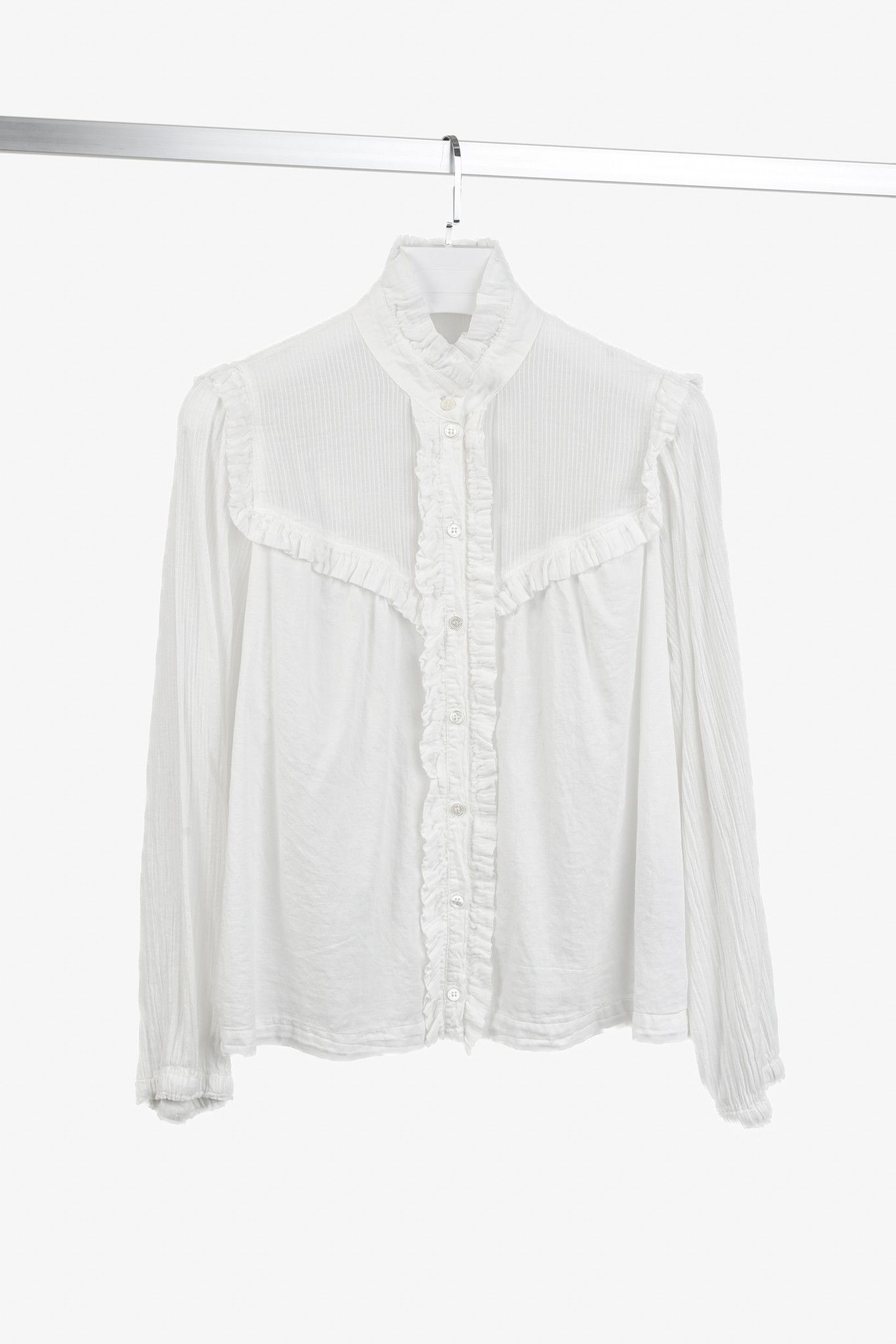 Other Raquel Allegra White Gibson Girl Frills Shirt Size L / US 10 / IT 46 - 1 Thumbnail