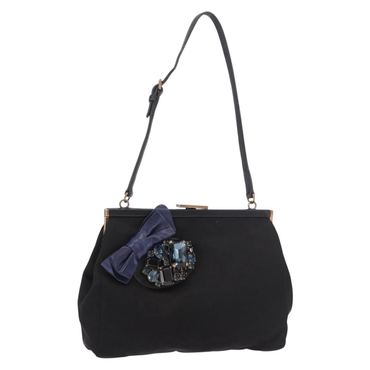 Miu Miu Miu Miu Hand Bag Satin Black Gold Auth 187043A - Jerrillo Size ONE SIZE - 1 Thumbnail
