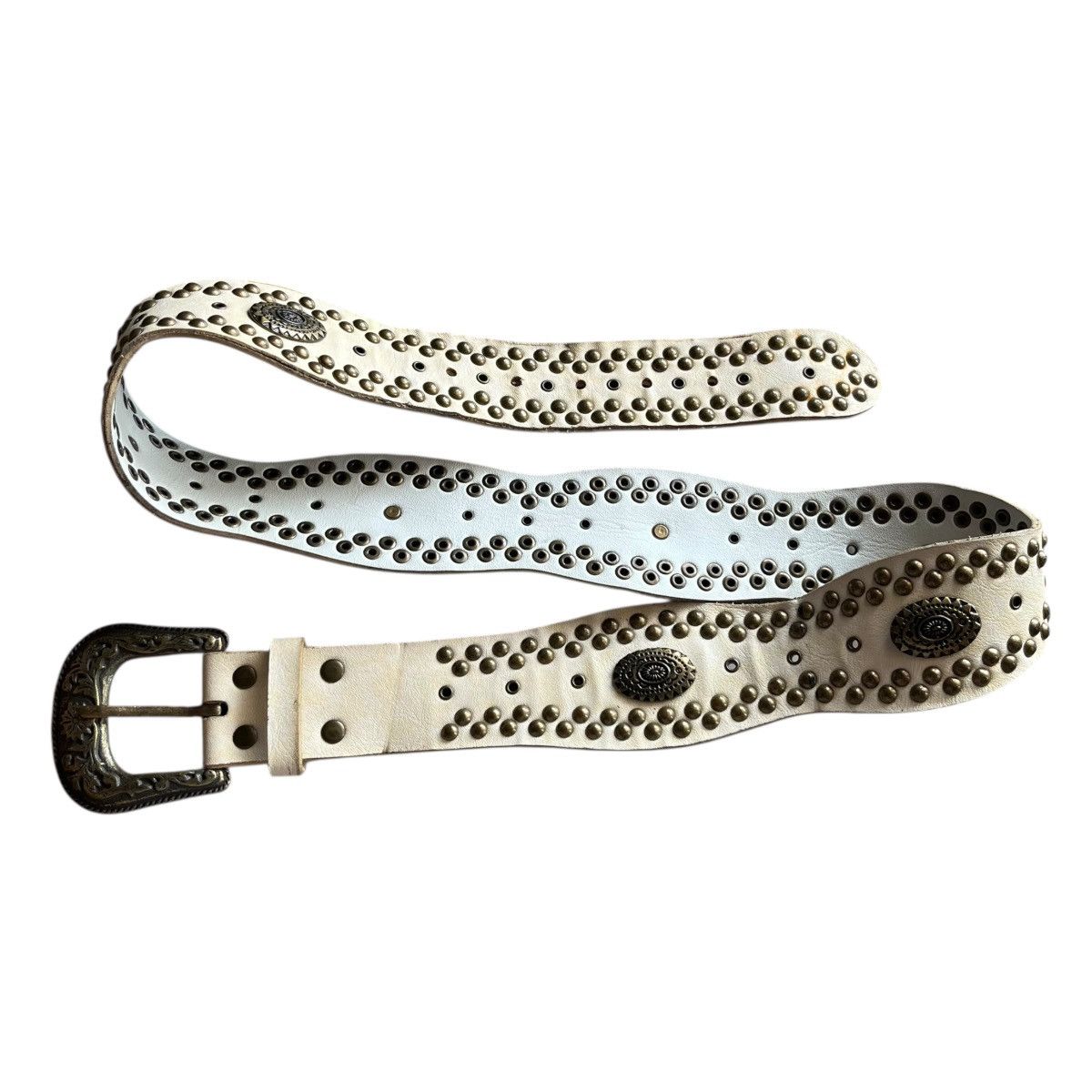 Japanese Brand Vintage Western Studded Wide Belt KMrii style Size 30 - 2 Thumbnail