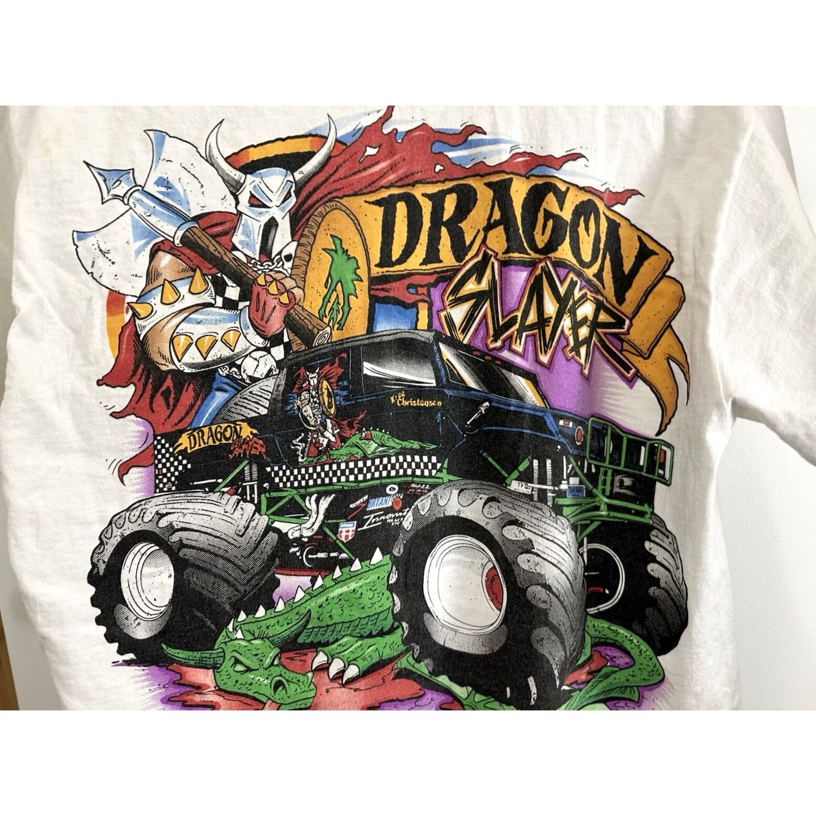 Hanes RARE VTG Kreg Christensen Dragon Slayer Monster Truck T-Shirt Size M White Men Size US M / EU 48-50 / 2 - 3 Thumbnail