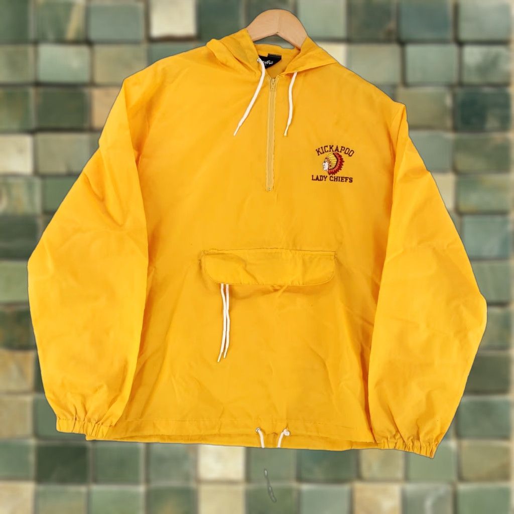 Vintage VINTAGE Sportsmaster Windbreaker Jacket Anorak Hooded Kickapoo Yellow Womens L 80s 70s Windbreaker Hooded Womens L Size L / US 10 / IT 46 - 1 Thumbnail