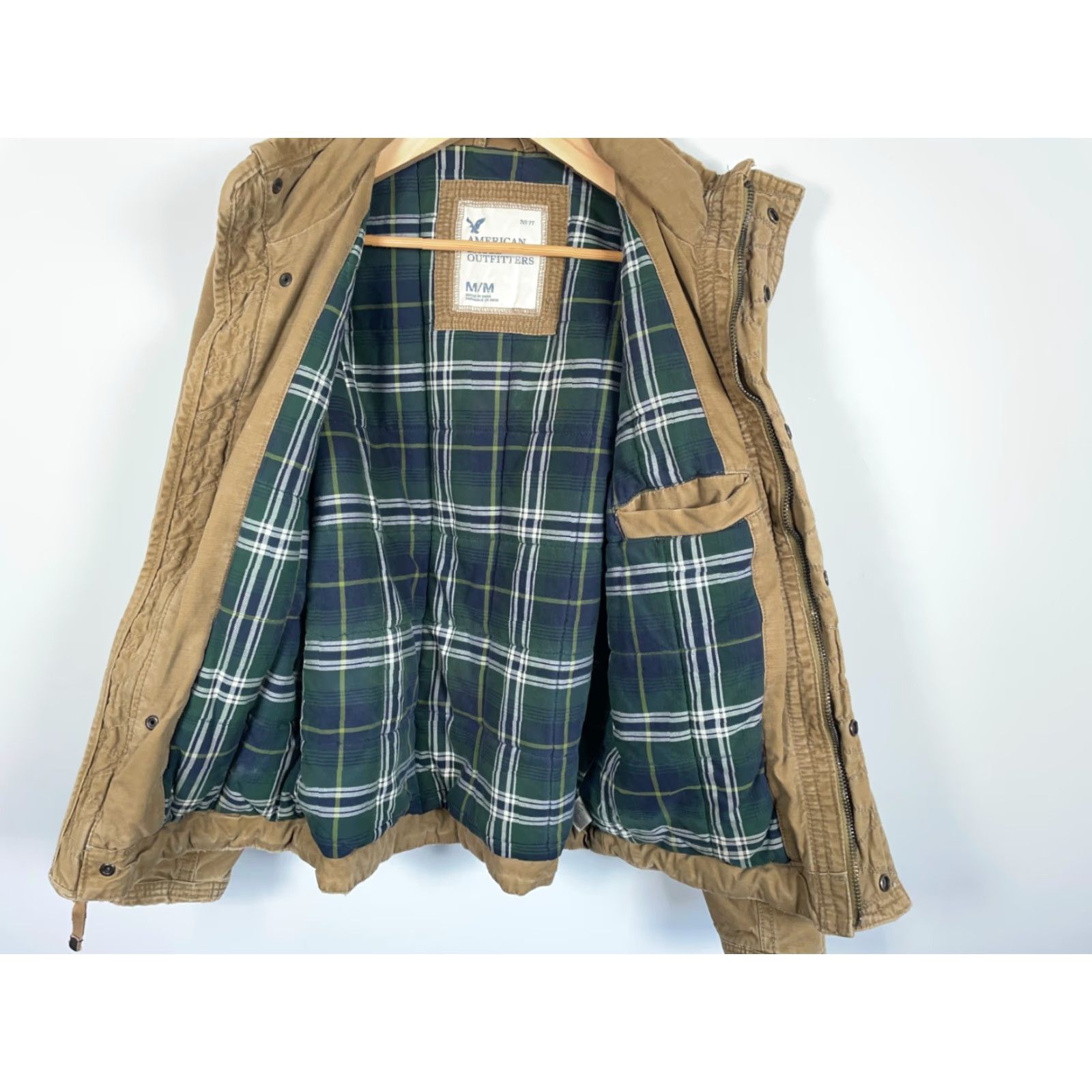 American Eagle Outfitters American Eagle Outfitters Jacket Men's Medium Beige Flannel Lined Workwear Size US M / EU 48-50 / 2 - 5 Thumbnail