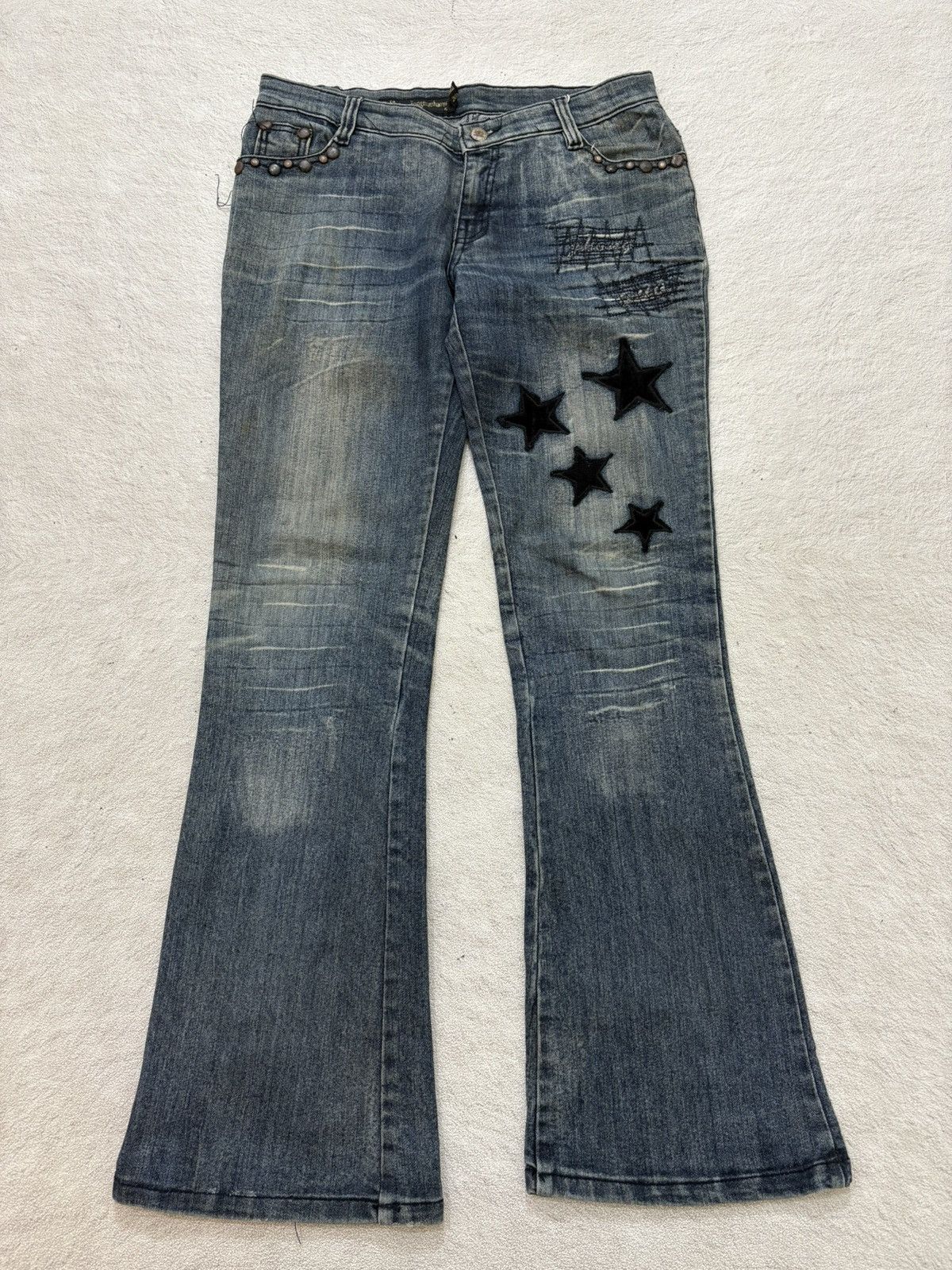 Hysteric Glamour 2000s star studet flared mudwash japan Denim y2k style Size US 30 / EU 46 - 1 Thumbnail