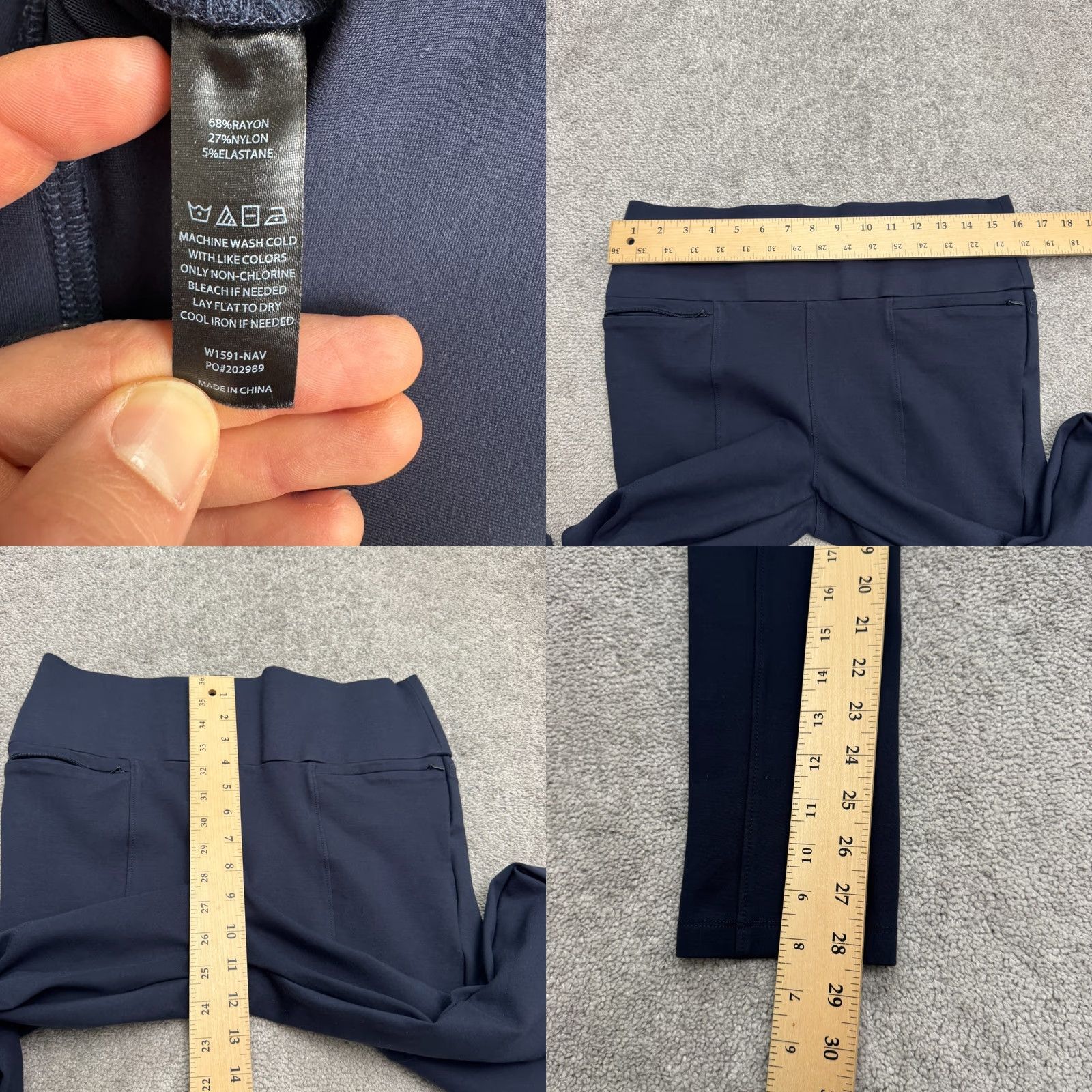 Vintage Betabrand Slim Skinny Dress Pants Womens Large Navy Blue Mid Rise Stretch Knit Shirts? Size 36" / US 14 / IT 50 - 8 Thumbnail