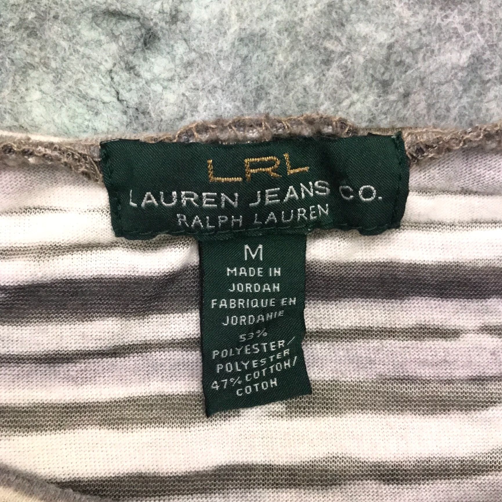 Ralph Lauren Lauren Ralph Lauren Womens Shirt Top Medium Gray Striped Semi-Sheer LRL Size M / US 6-8 / IT 42-44 - 4 Thumbnail