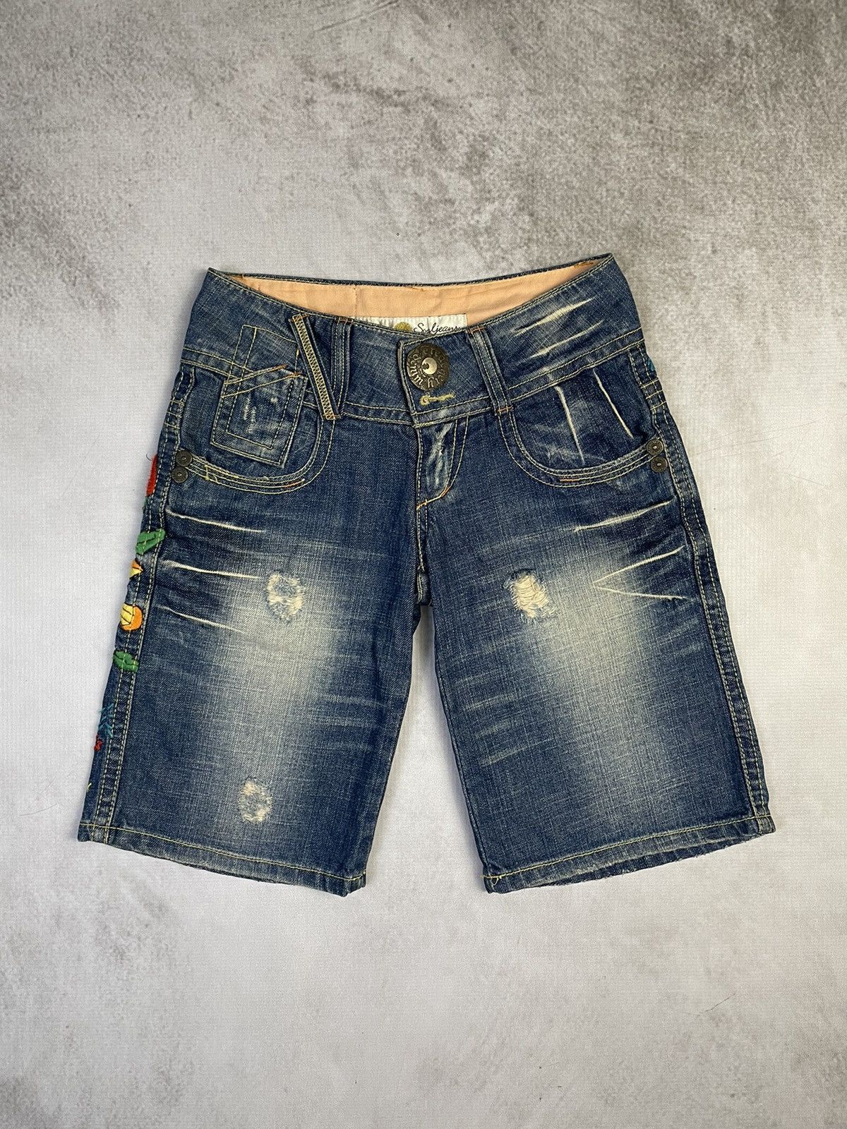 Hysteric Glamour Y2k Treachery Souljeans Hand Embroidery Denim Shorts Jorts Size 25" / US 0 / IT 36 - 7 Thumbnail