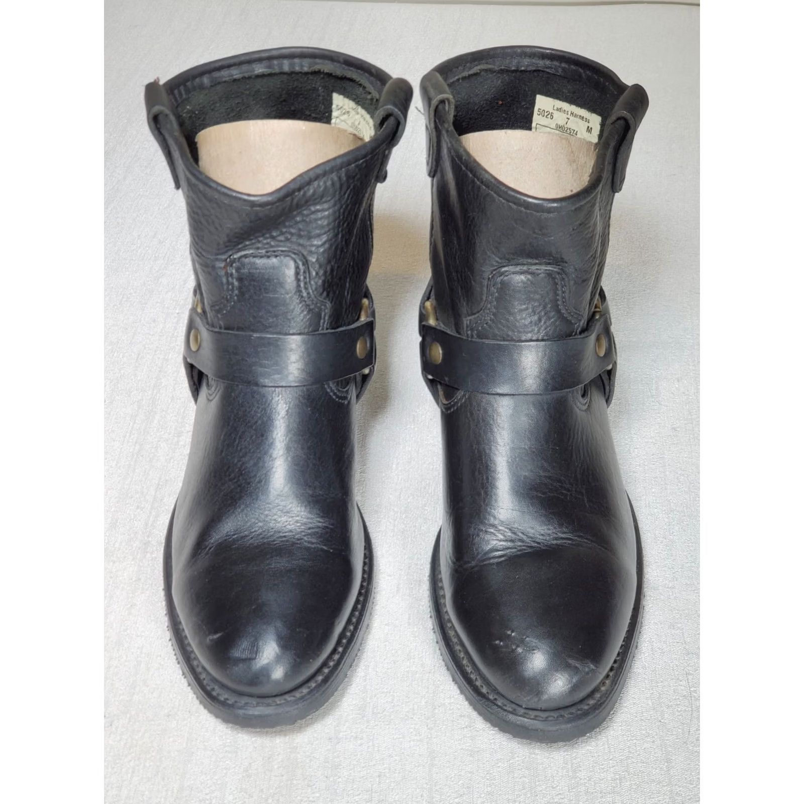Vintage Double-H Boots Ladies Harness Black Leather Moto Western 5026 Women's US 7 M Boots Size US 7 / IT 37 - 7 Thumbnail